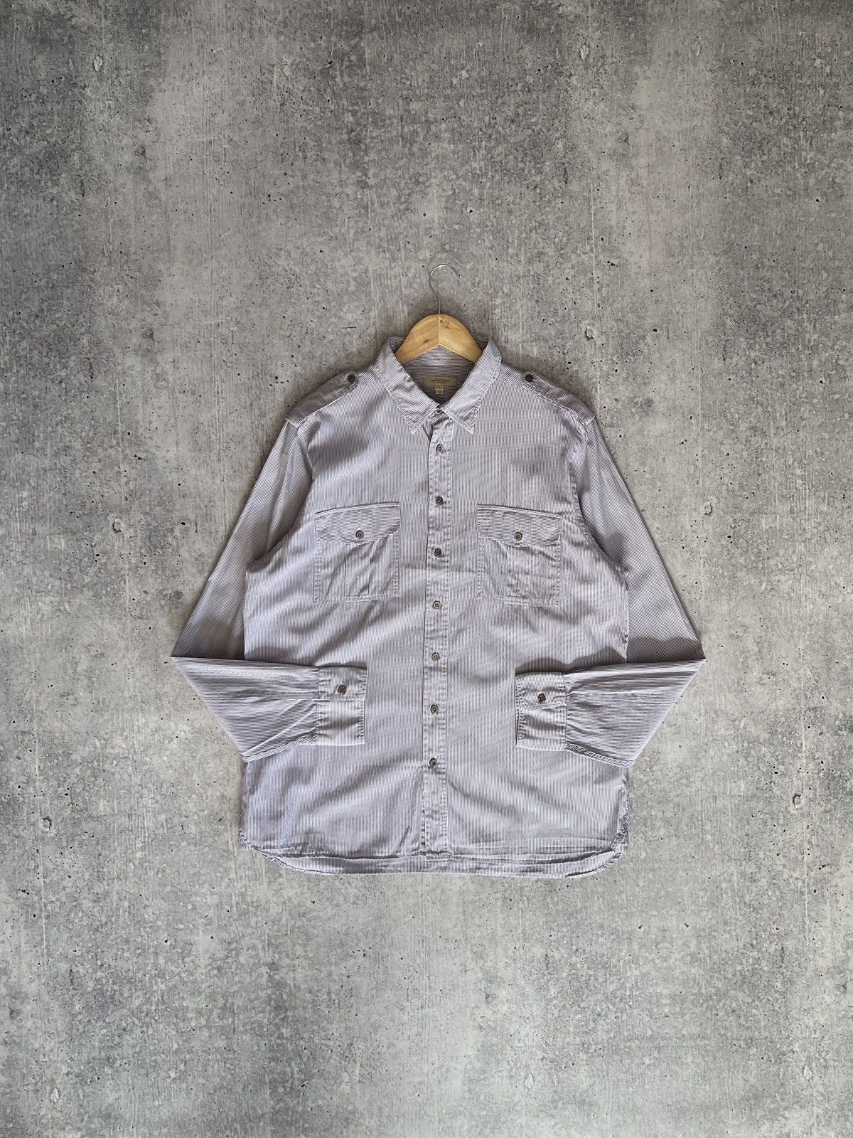 Burberry Burberry London Men's Button-Up Shirt XL Purple White Striped Size US XL / EU 56 / 4 - 1 Thumbnail