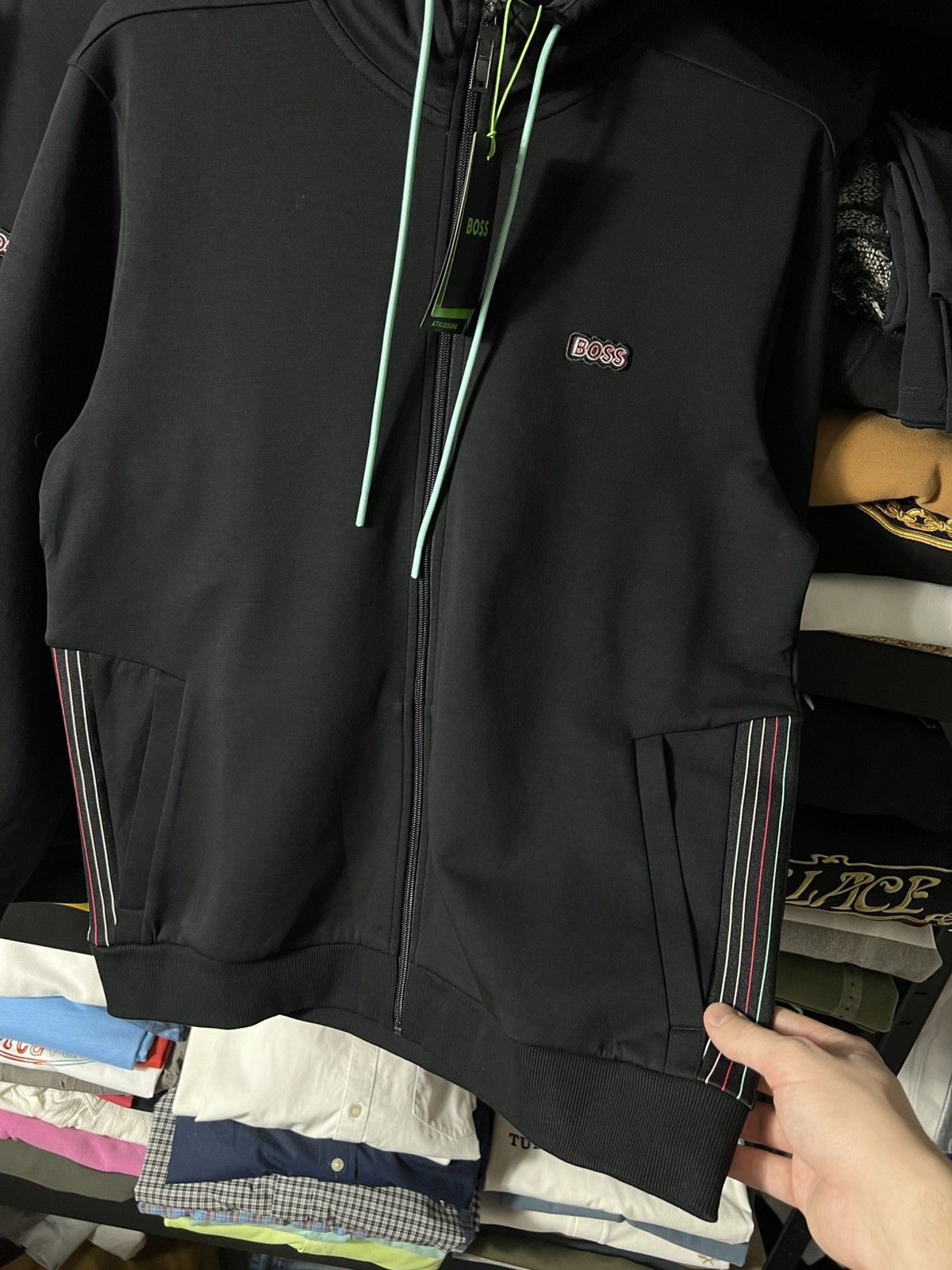 Hugo Boss 🔥 BOSS Cotton Blend Dark Athleisure Zip Hoodie — Size XL Size US XL / EU 56 / 4 - 13 Thumbnail