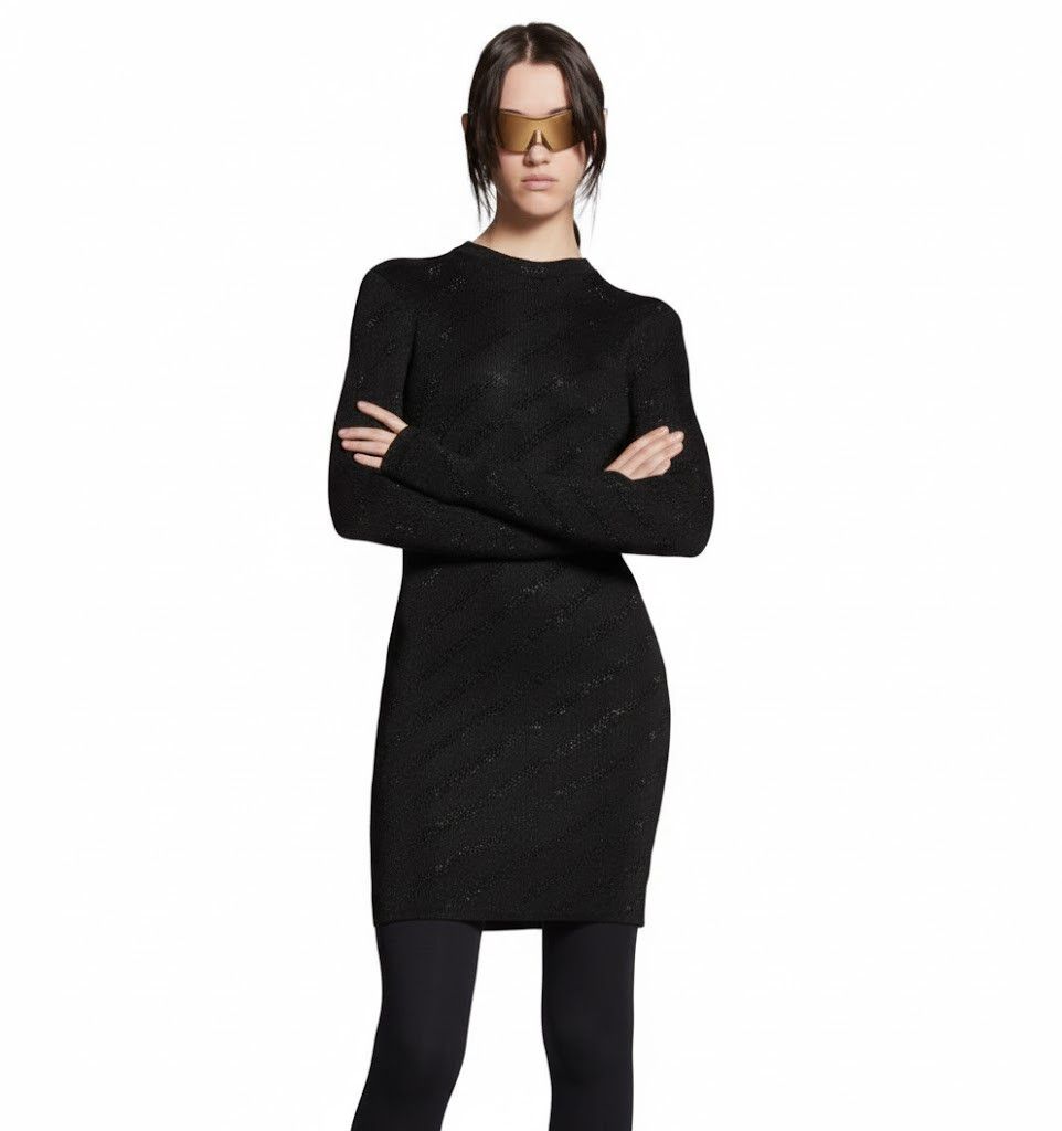 Balenciaga o1tr1nto1125 Mini Allover Logo Mini Dress in Black | Grailed