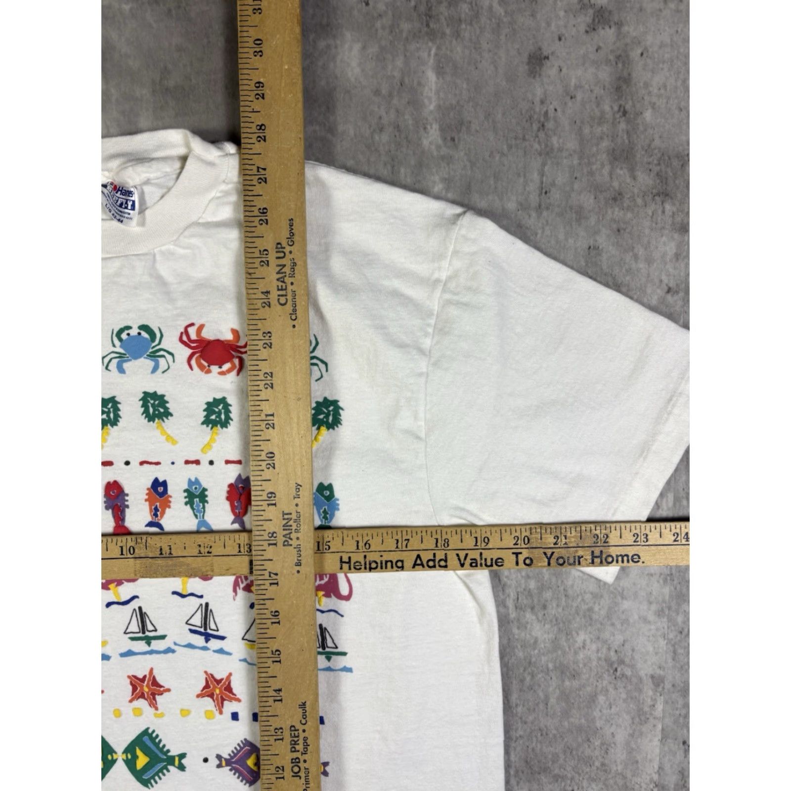 Hanes VINTAGE Hanes T-Shirt White 80s 90s Nature Fish Puff Print Crew Neck Short Sleeve Size L Mens Size US L / EU 52-54 / 3 - 5 Thumbnail