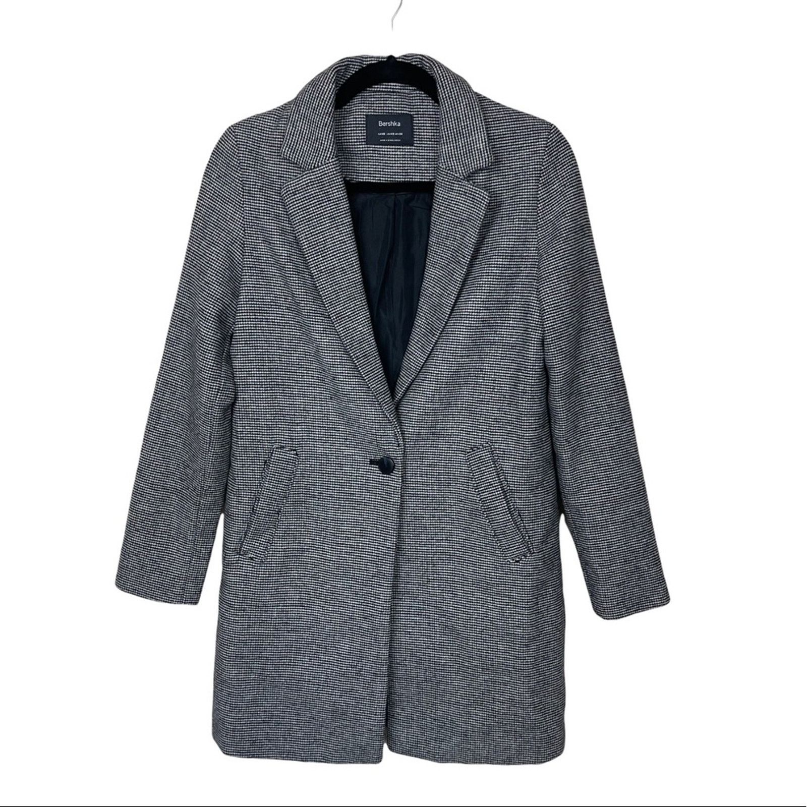 Bershka Bershka Long Sleeve Notch Collar Houndstooth Coat XS Size XS / US 0-2 / IT 36-38 - 6 Thumbnail