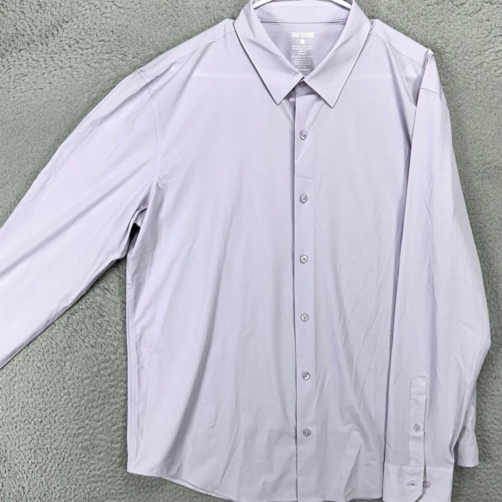 Vintage True Classic Mens Shirt XL Light Purple Nylon Blend Button Up Long Sleeve Size 46R - 2 Thumbnail