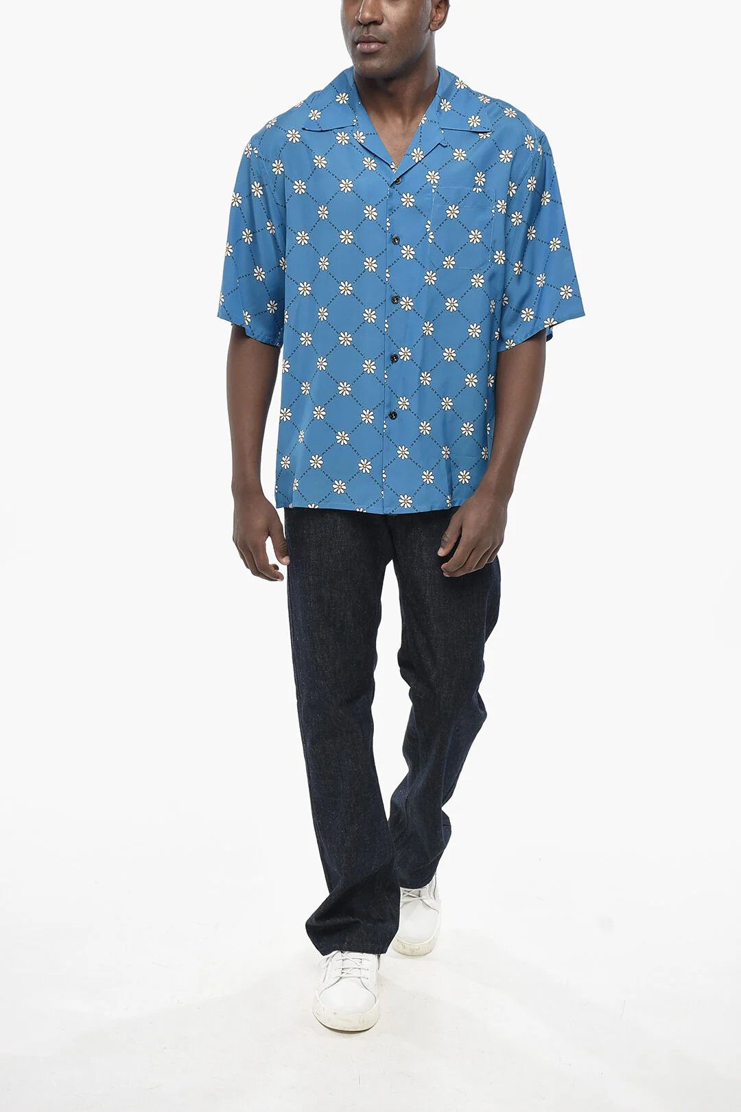Marni og1mm0326 Viscose Bowling Shirt in Light Blue Size US S / EU 44-46 / 1 - 4 Thumbnail