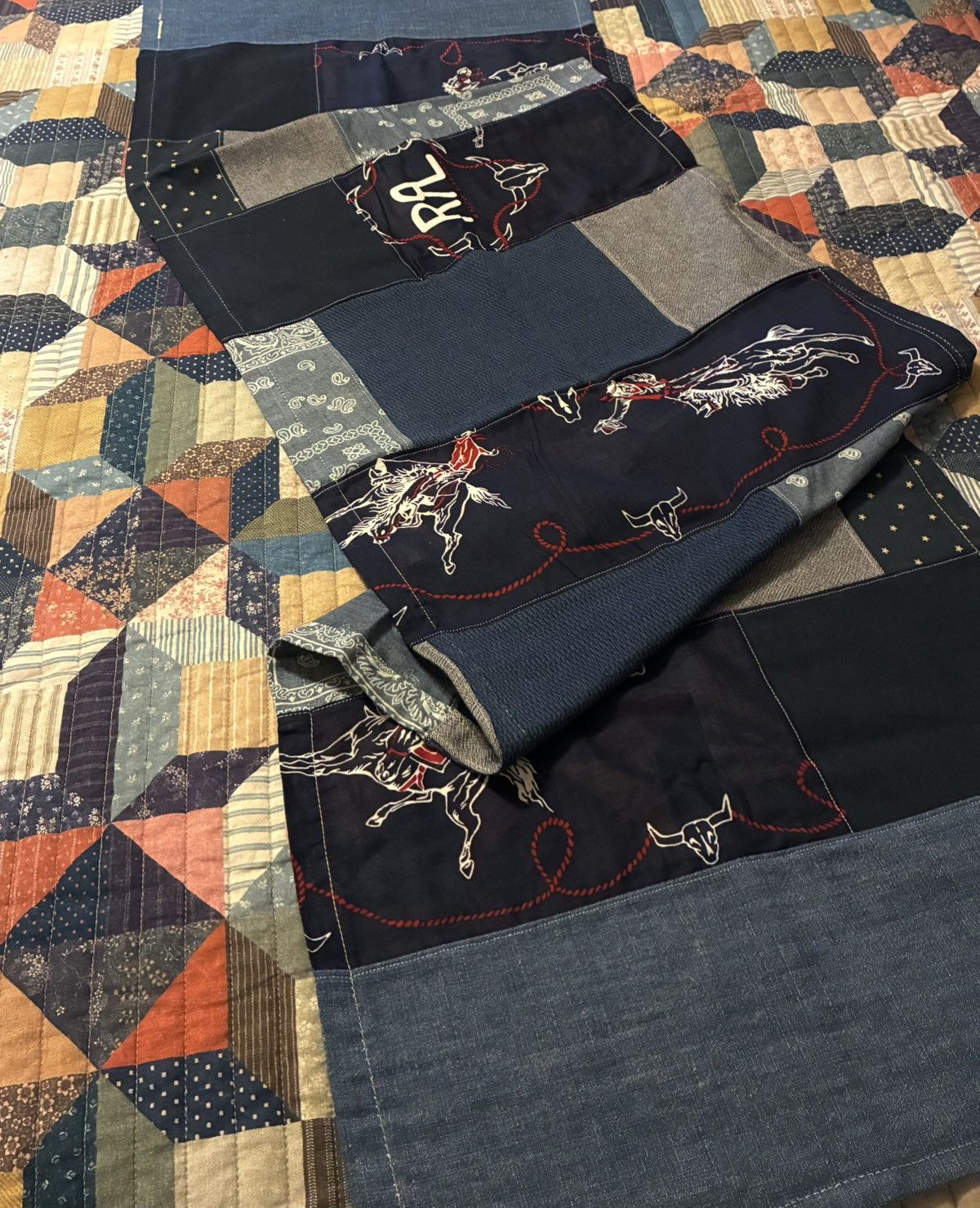 RRL Ralph Lauren CUSTOM RRL/ RL PATCHWORK SCARF (100% UPCYCLED RRL FABRICS) Size ONE SIZE - 7 Thumbnail