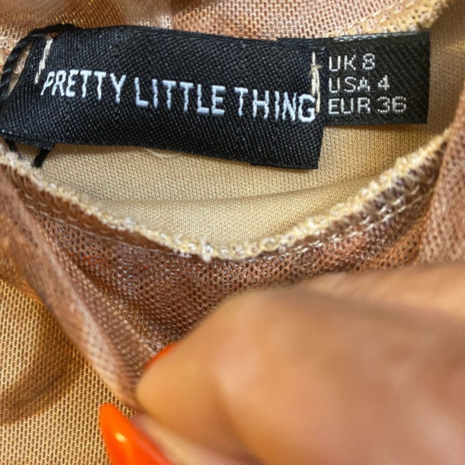 PrettyLittleThing Pretty Little Thing Fitted dress brown, beige, sz4 Size S / US 4 / IT 40 - 3 Thumbnail