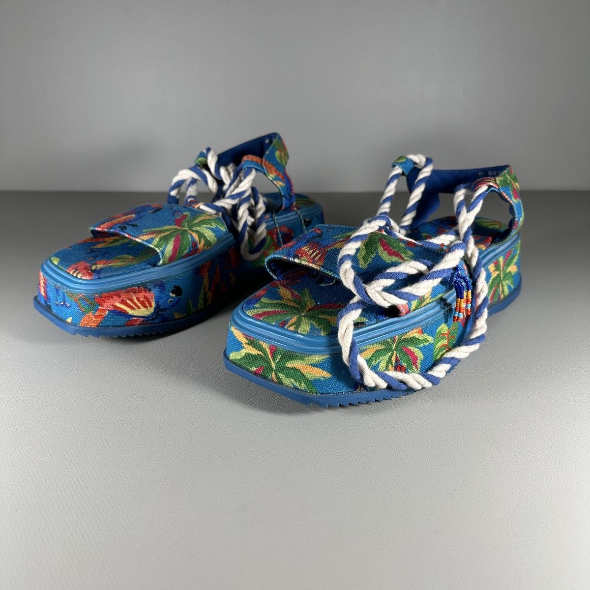 Farm Rio Farm Rio Macaw Ankle Tie Chunky Platform Sandal Blue Macaw Size US 11 / IT 41 - 2 Thumbnail