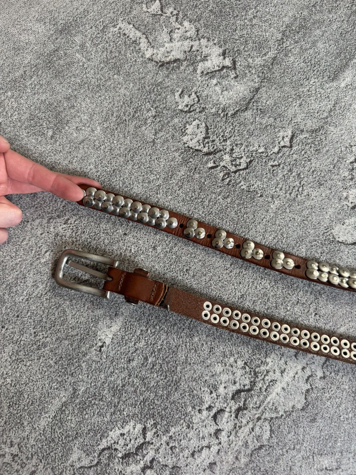 If Six Was Nine Retro Leather metal rhinestones belt Y2K L.G.B. 90s opium Size ONE SIZE - 6 Thumbnail