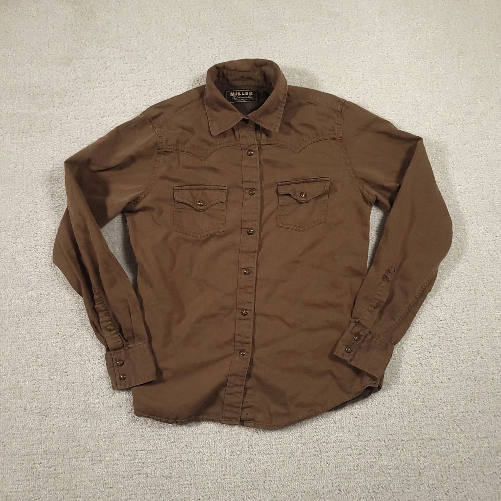 Vintage Miller Ranch Shirt Western Cowboy Pearl Snap Womens Small Brown Shirt Size S / US 4 / IT 40 - 2 Thumbnail