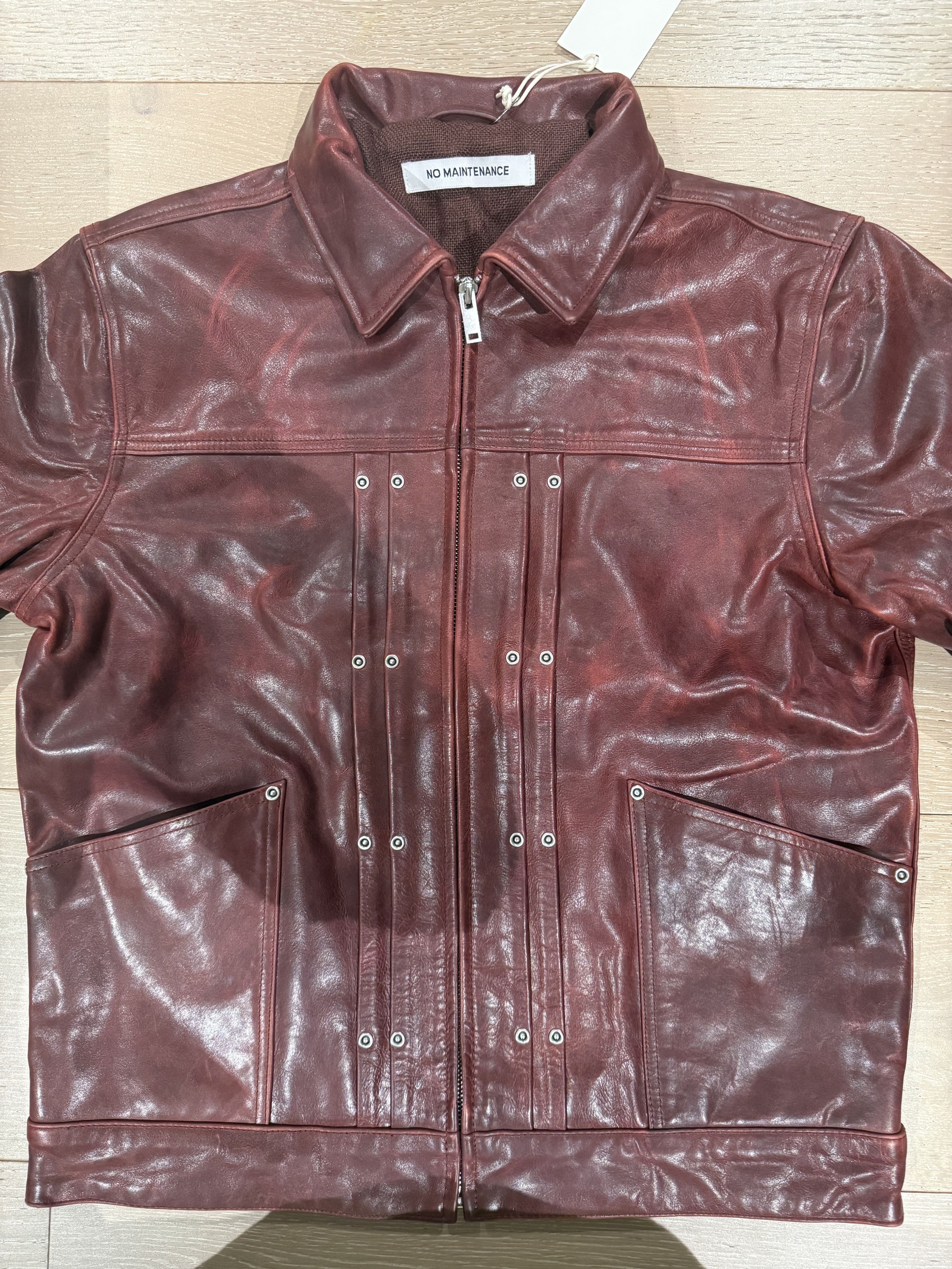 No Maintenance 💚 No Maintenance Double Rivet Leather Jacket Oxblood NEW Size US M / EU 48-50 / 2 - 10 Thumbnail