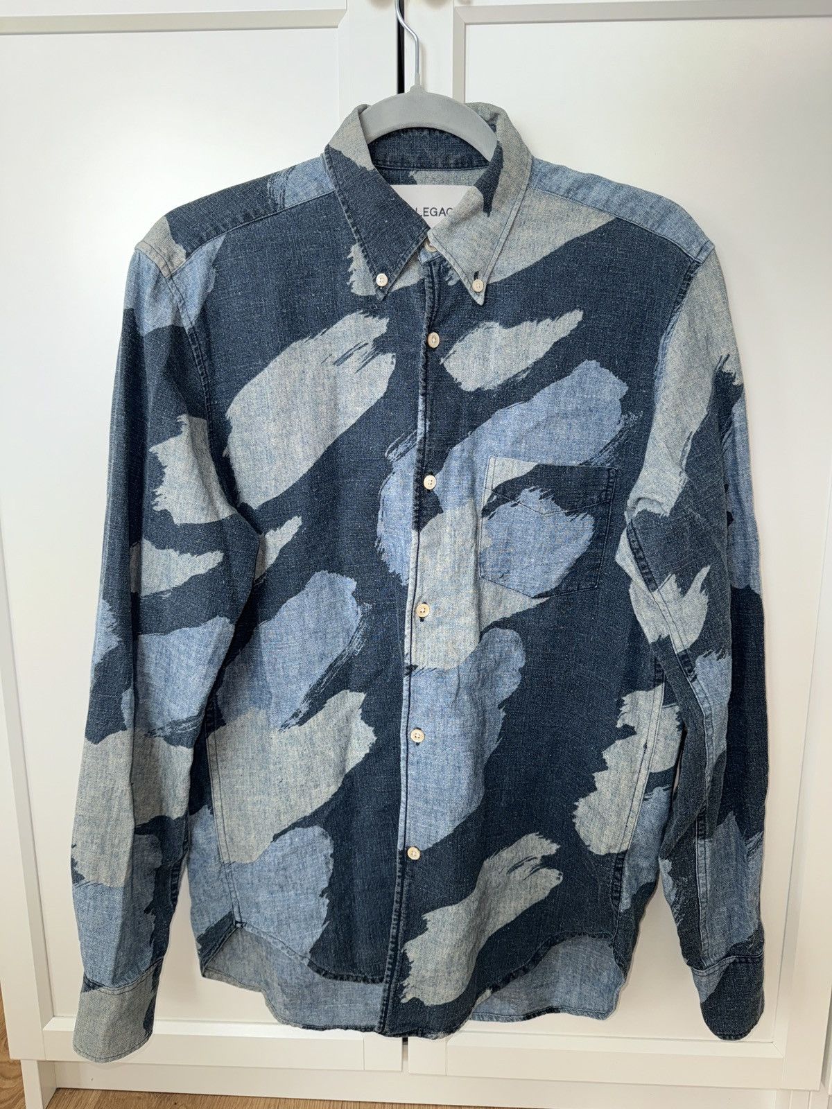 Our Legacy Our Legacy SS15 hemp / cotton like blue camo shirt Size US S / EU 44-46 / 1 - 1 Thumbnail