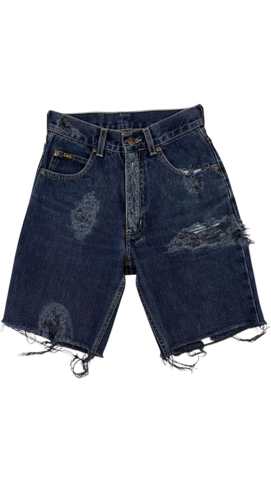 Lee 🔥LASTDROP🔥 Vintage 90s Lee USA Made Distressed Denim Shorts Size 26" / US 2 / IT 38 - 2 Thumbnail