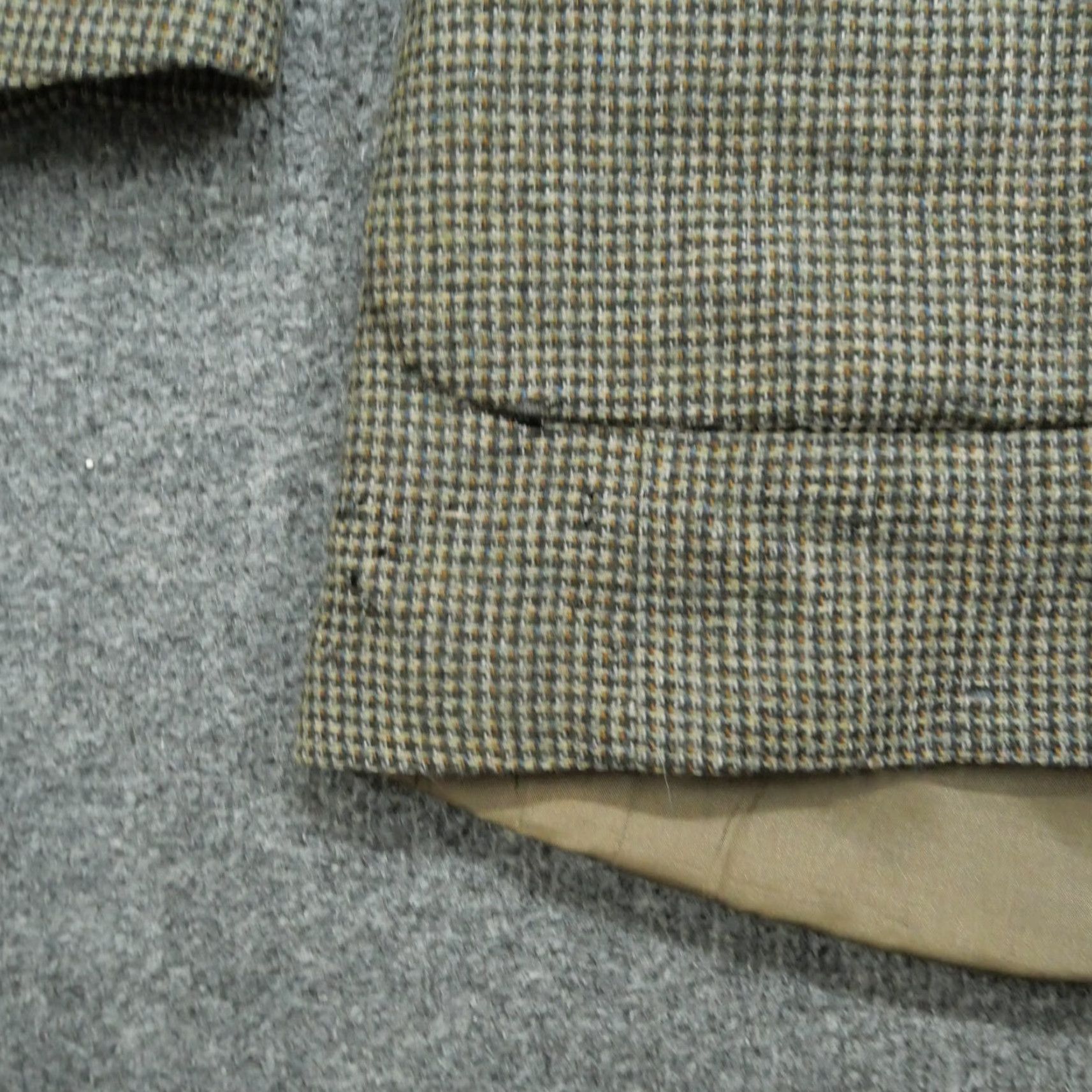 Vintage VINTAGE Hunt Valley Blazer Jacket Mens 44L 44 Long Brown Tweed Houndstooth Wool Size 44R - 5 Thumbnail