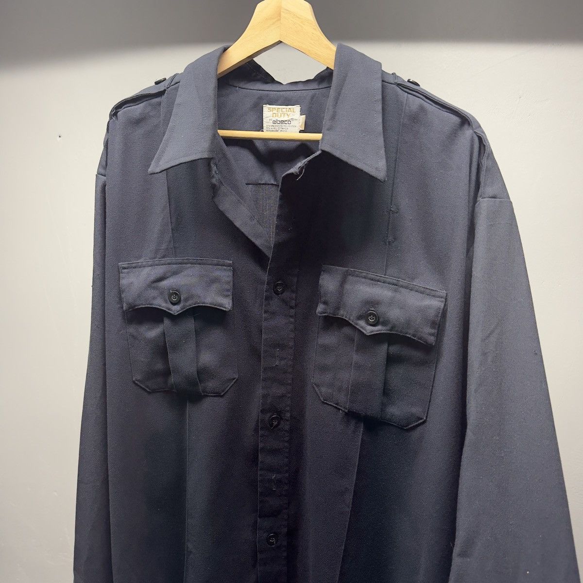 Vintage 70s 80s Faded Thrashed Security Uniform Shirt ERD Grunge Size US XXL / EU 58 / 5 - 4 Thumbnail
