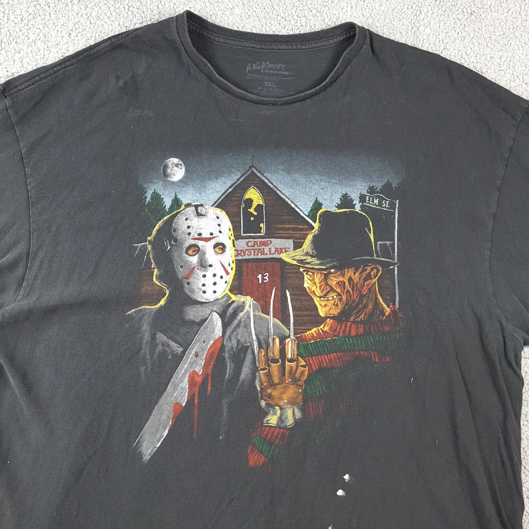 Vintage VINTAGE A Nightmare On Elm Street Distressed Freddy Jason Horror T Shirt Men 3XL Black Cotton Embroidered Logo 90s 00s Movie Mens Size US XXL / EU 58 / 5 - 2 Thumbnail