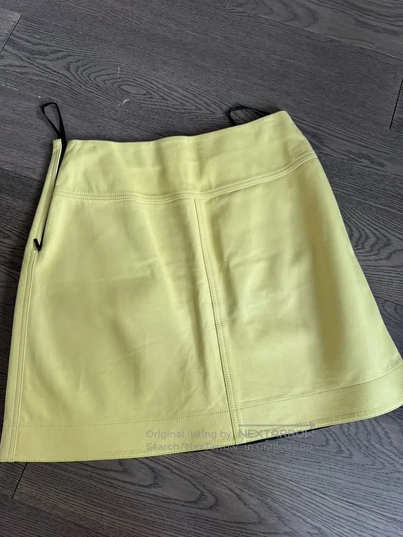 Loewe Loewe Cream Yellow Lamb Leather Skirt Size 24" / US 00 / IT 34 - 4 Thumbnail