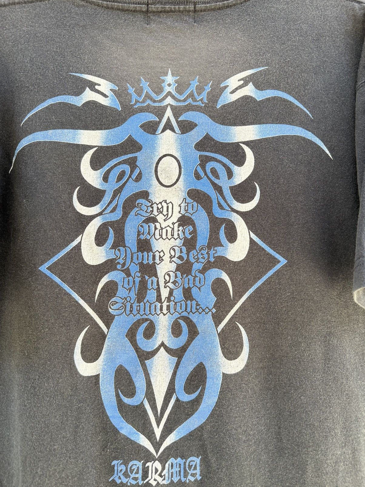 If Six Was Nine Thrashed Vintage 90s Karma Japan Streetwear Sun Faded Tee Size US M / EU 48-50 / 2 - 3 Thumbnail