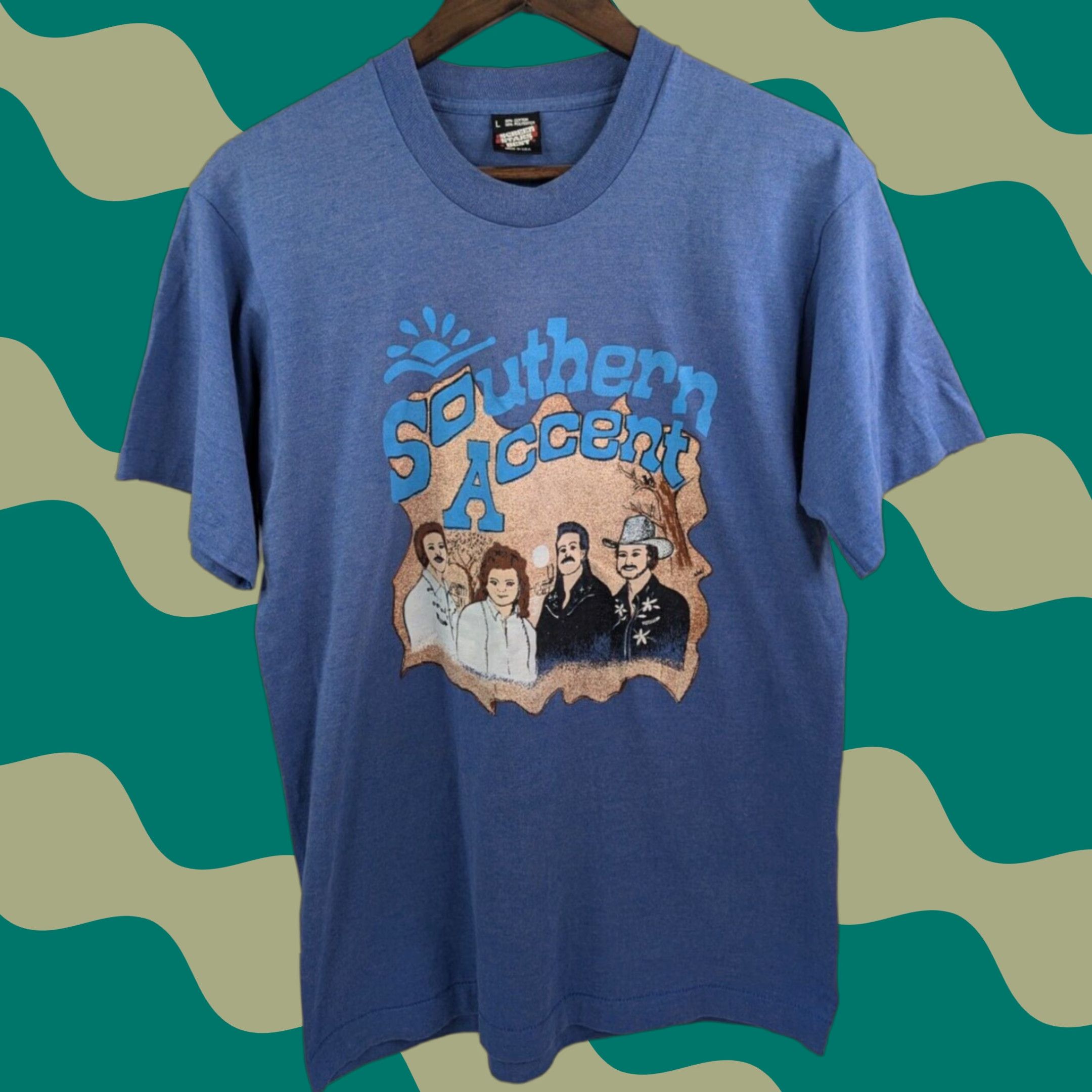 Sperry VINTAGE Southern Accent Tee Blue Shirt Screen Stars Best Sz Large Tom Perry Shirt Mens L Blue Band 80s Size US L / EU 52-54 / 3 - 1 Thumbnail