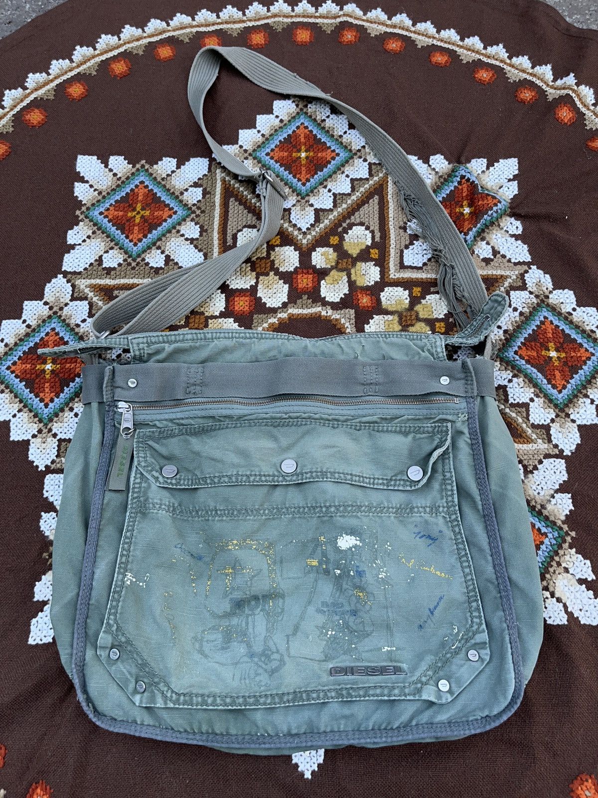 Diesel × Japanese Brand × Vintage Vintage Diesel Distressed Multi Pocket Crossbody Bag Utility Size ONE SIZE - 2 Thumbnail