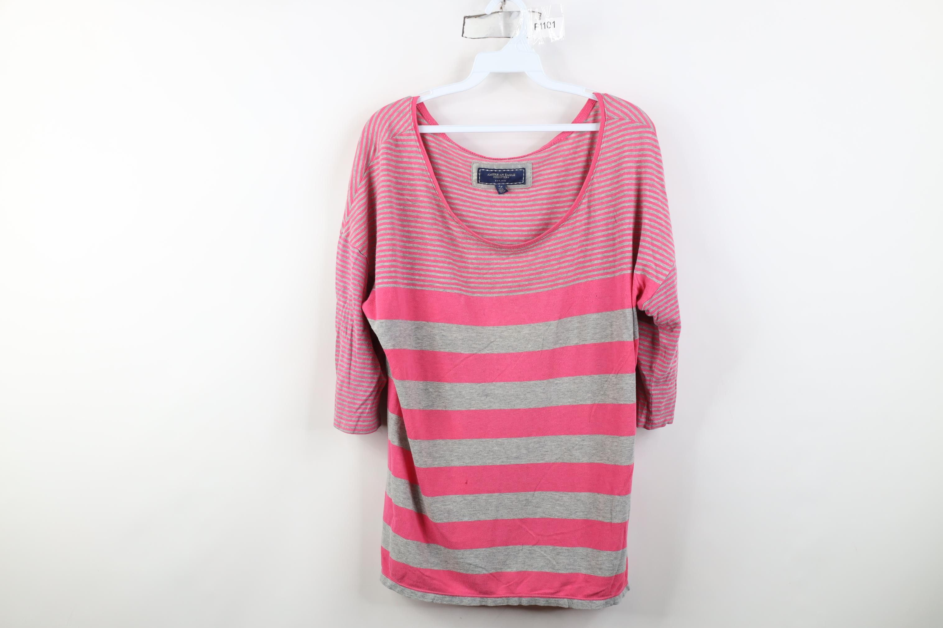 American Eagle Outfitters Vintage Y2K American Eagle Outfitters Striped Raglan T-Shirt Size L / US 10 / IT 46 - 1 Thumbnail