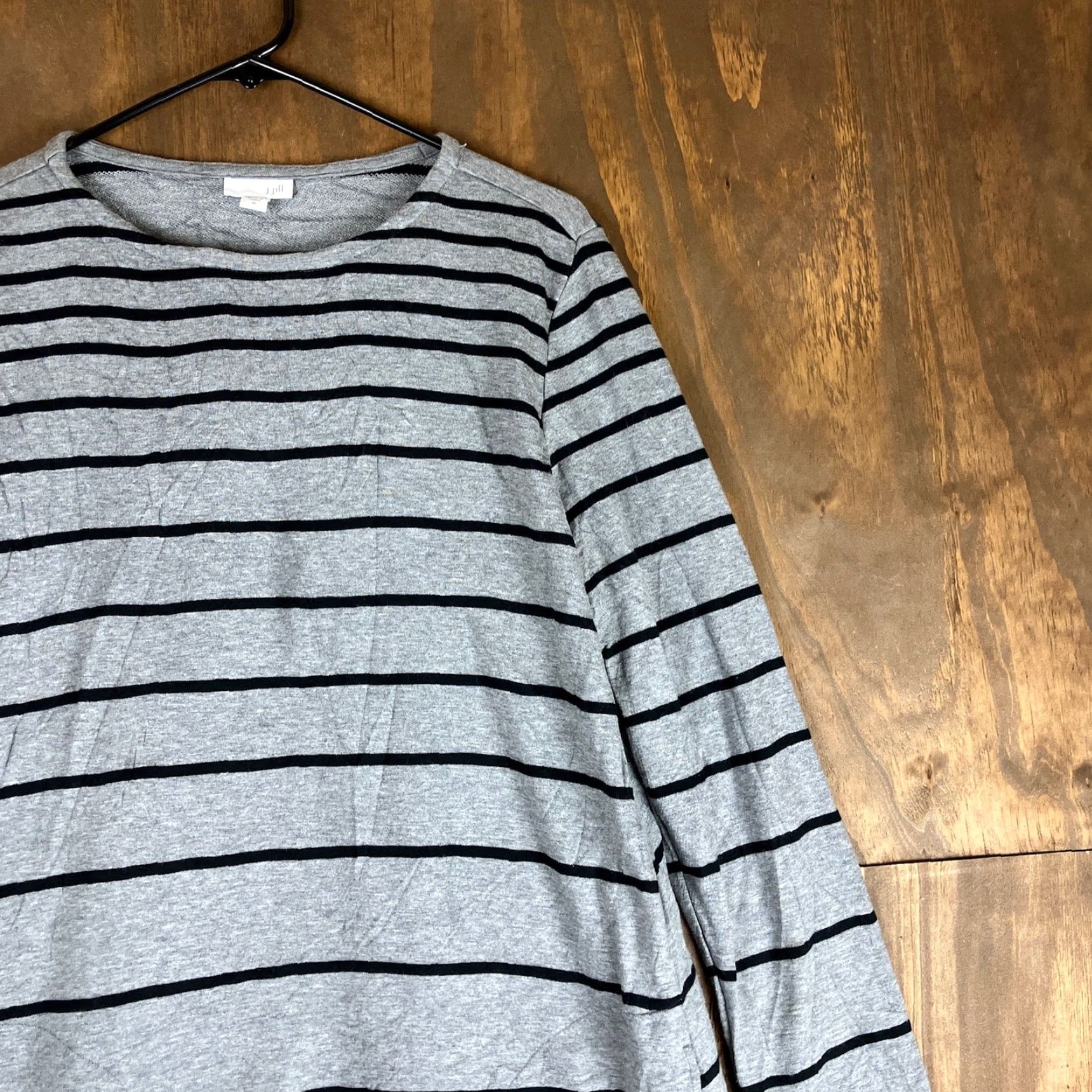 Vintage J Jill Women Dress Gray Black Striped Long Sleeve Tunic Pocket Modal Blend M Knit Sweater Dress Casual Workwear Size M / US 6-8 / IT 42-44 - 5 Thumbnail