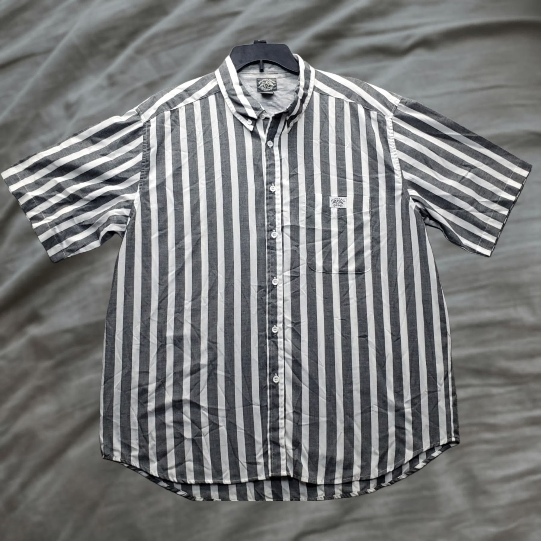Vintage Britannia Shirt Mens XL Multi Striped Short Sleeve Chest Pocket Button Down Size US XL / EU 56 / 4 - 1 Thumbnail