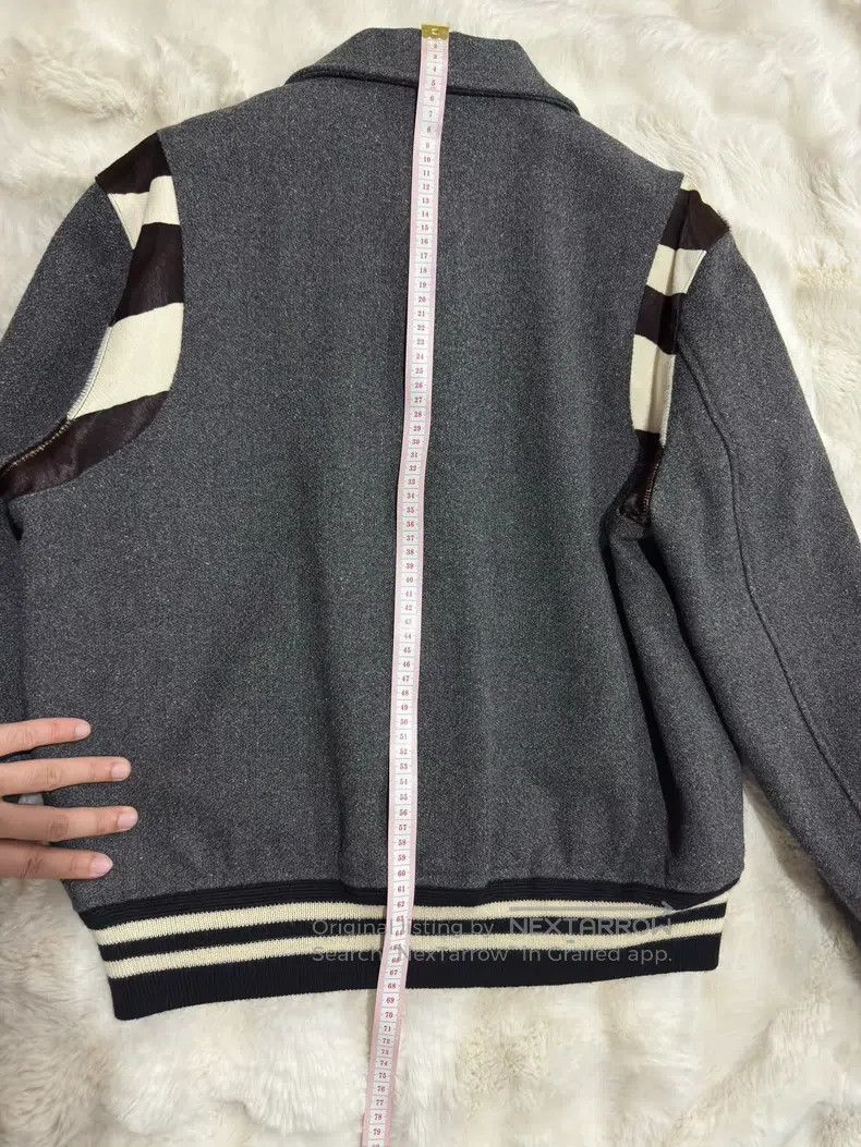Saint Laurent Paris Saint Laurent Paris Gray Zebra Stripe Baseball Jacket Size US M / EU 48-50 / 2 - 6 Thumbnail