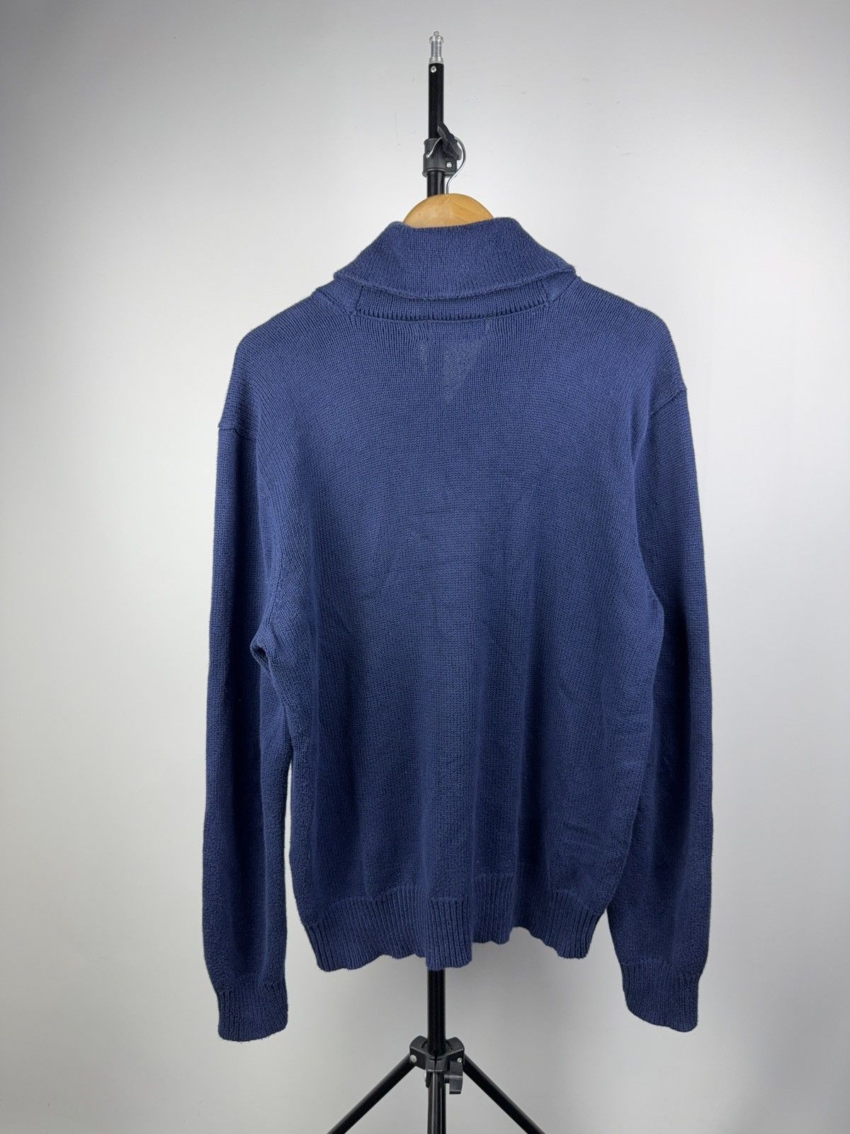 Polo Ralph Lauren Polo Ralph Lauren Shawl Collar Knit Sweater Blue Cotton L Size US L / EU 52-54 / 3 - 10 Thumbnail
