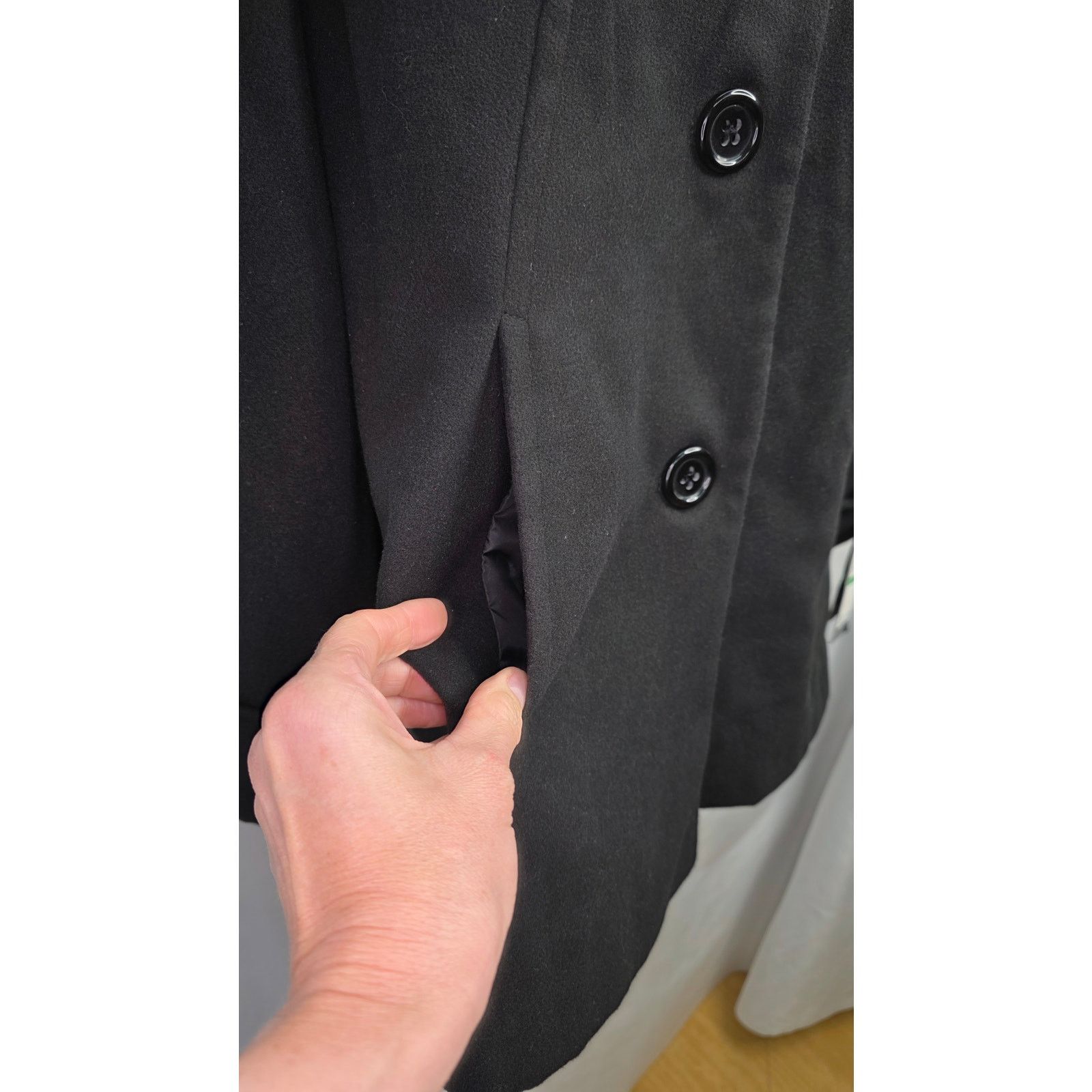 1 Madison Womens Black Peacoat Jacket Large Button Front Winter Coat Size L / US 10 / IT 46 - 7 Thumbnail