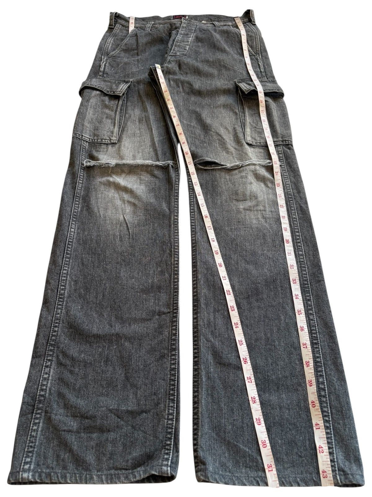 Full Count & Co. Vintage Full Count Button Fly Cargo Distress Rip Loose Jean Size US 30 / EU 46 - 12 Thumbnail