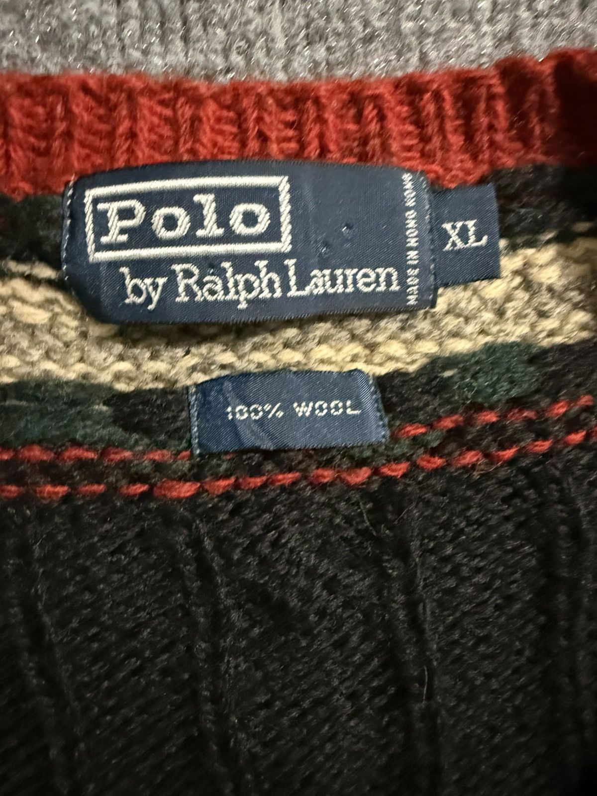 Polo Ralph Lauren Vintage Polo Ralph Lauren Cable Knit V-Neck XL Size US XL / EU 56 / 4 - 4 Thumbnail