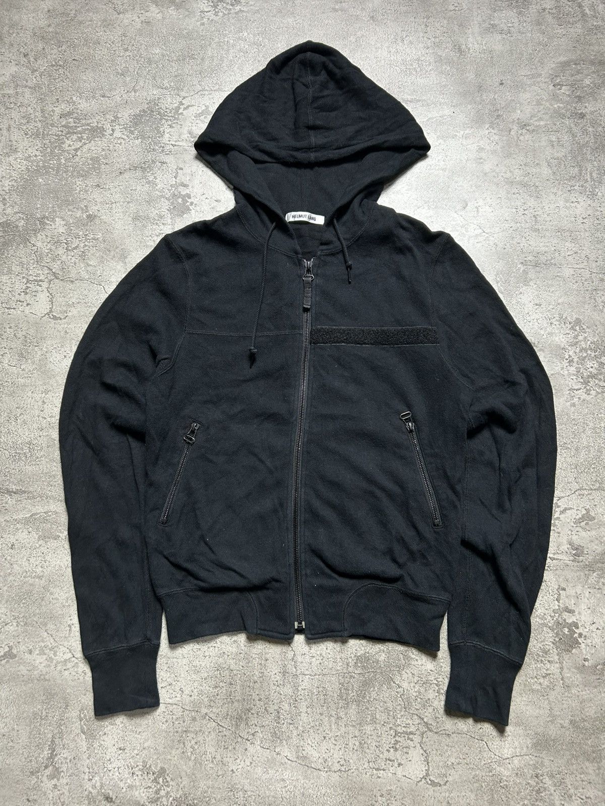 Rare Helmut Lang Bondage Black Zip Up Cotton Hoodie