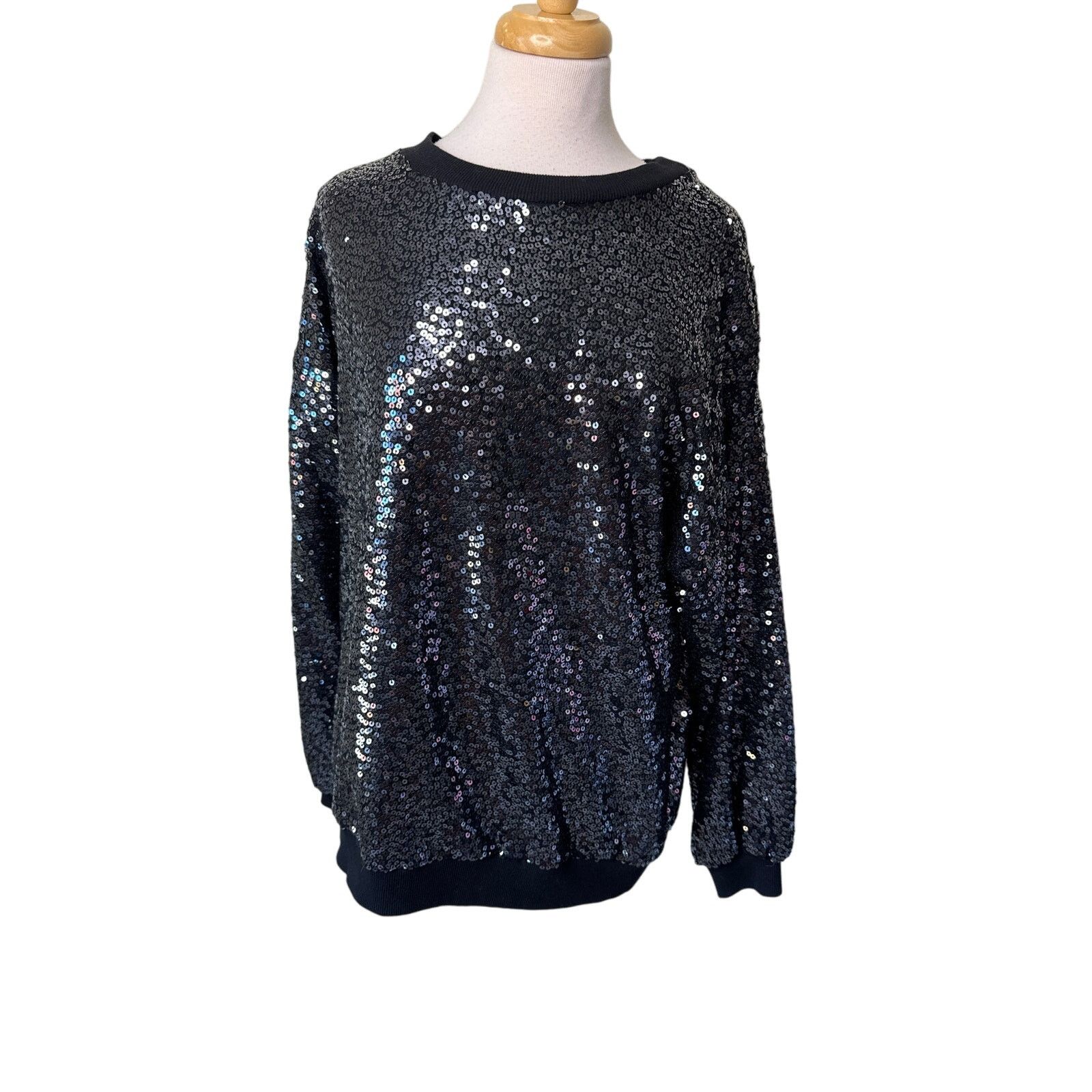 Chaser Brand CHASER Cotton Fleece Allover Sequin Crewneck Pullover Size S / US 4 / IT 40 - 2 Thumbnail