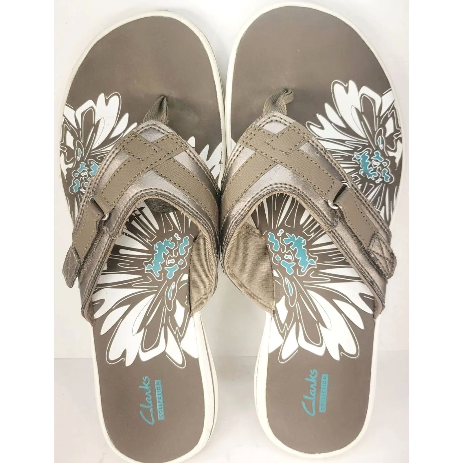 Clarks Clarks Brinkley Soft Thong Sandals Women's 10M Gray Metallic Adjustable Strap Casual Sandal Size US 10 / IT 40 - 7 Thumbnail