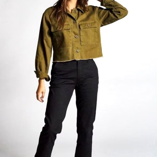 Brixton Brixton Jacket Denim Short L/S Cropped Olive Green Button Fridge? Size M / US 6-8 / IT 42-44 - 2 Thumbnail