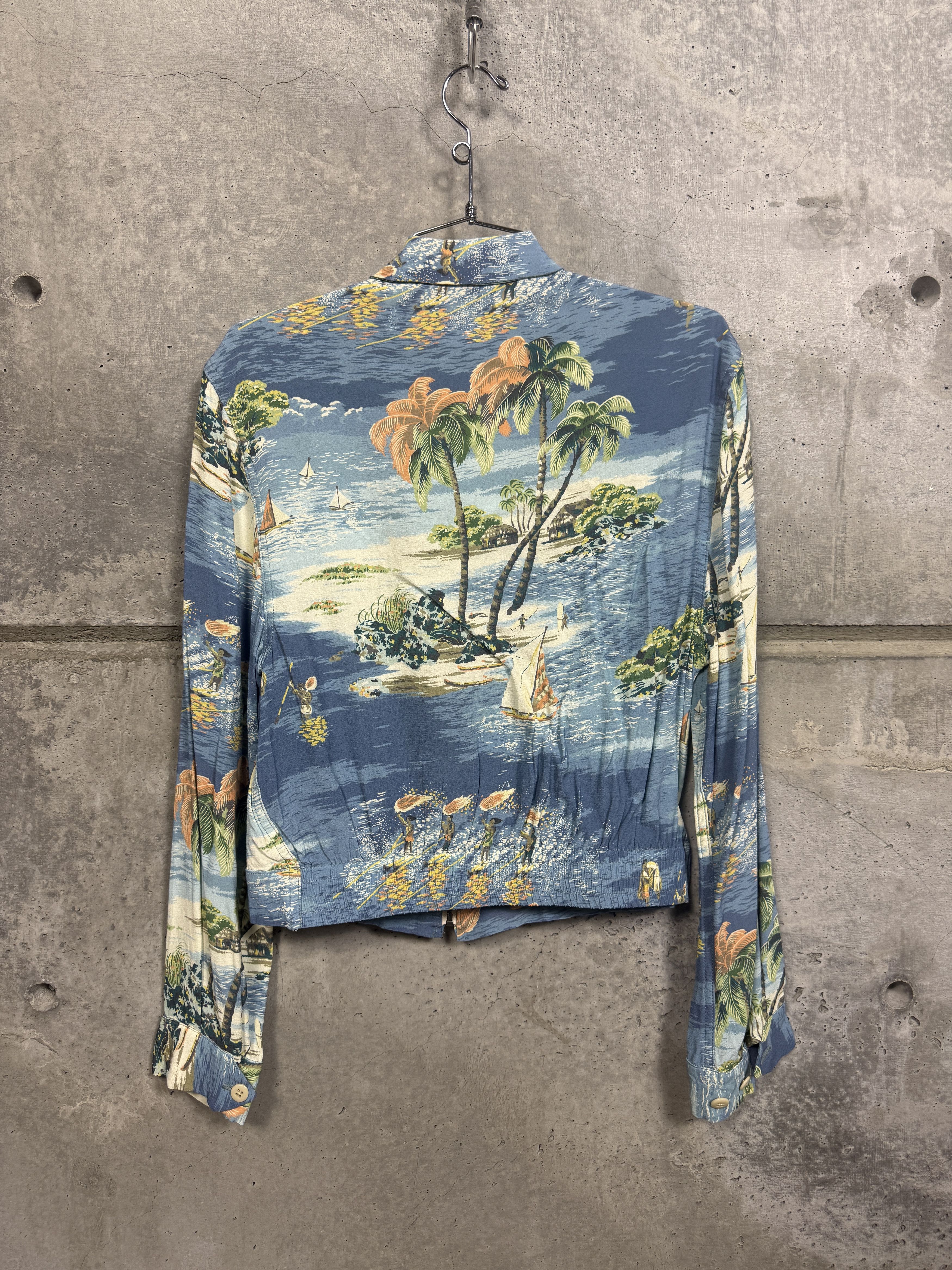 Kapital Kountry KAPITAL KOUNTRY KAMEHAMEHA RAYON DRIZZLER JACKET - BLUE Size S / US 4 / IT 40 - 3 Thumbnail