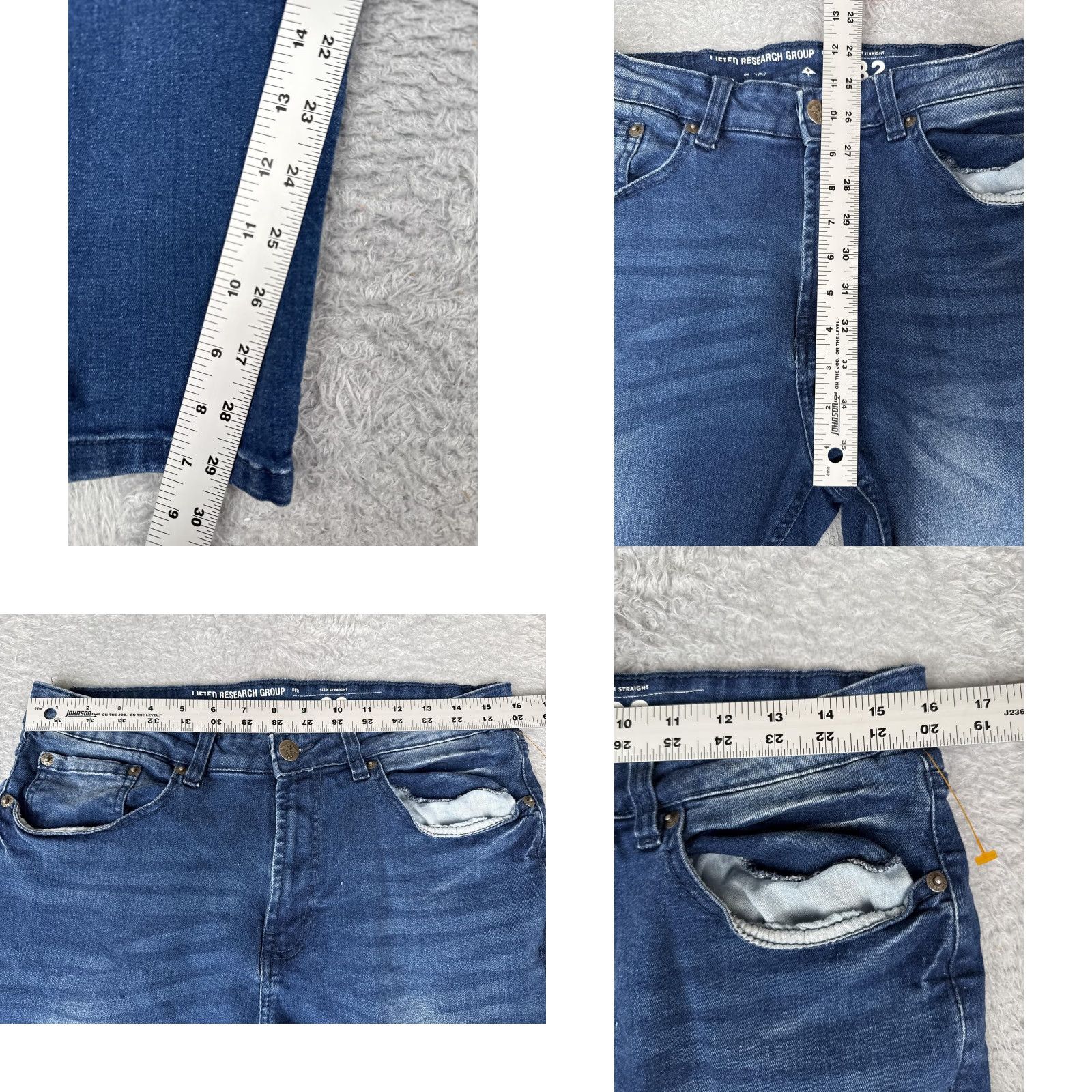 Denime LRG Jeans Mens Slim Straight Blue Denim 32 Five-Pocket Zip Fly Waist 32 Medium Wash Size US 32 / EU 48 - 8 Thumbnail