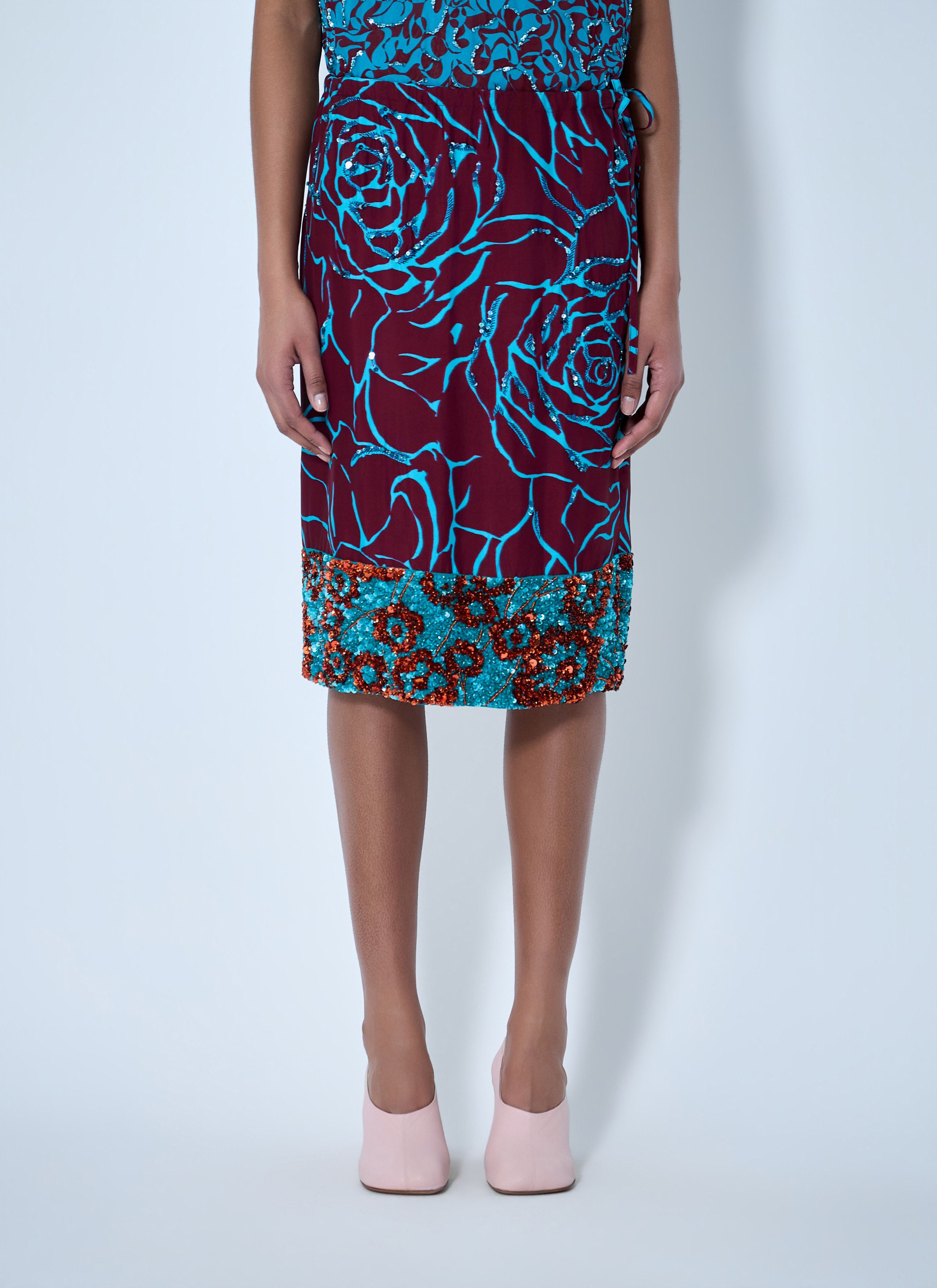 Dries Van Noten Embroidered Midi Skirt Size 27" / US 4 / IT 40 - 1 Thumbnail