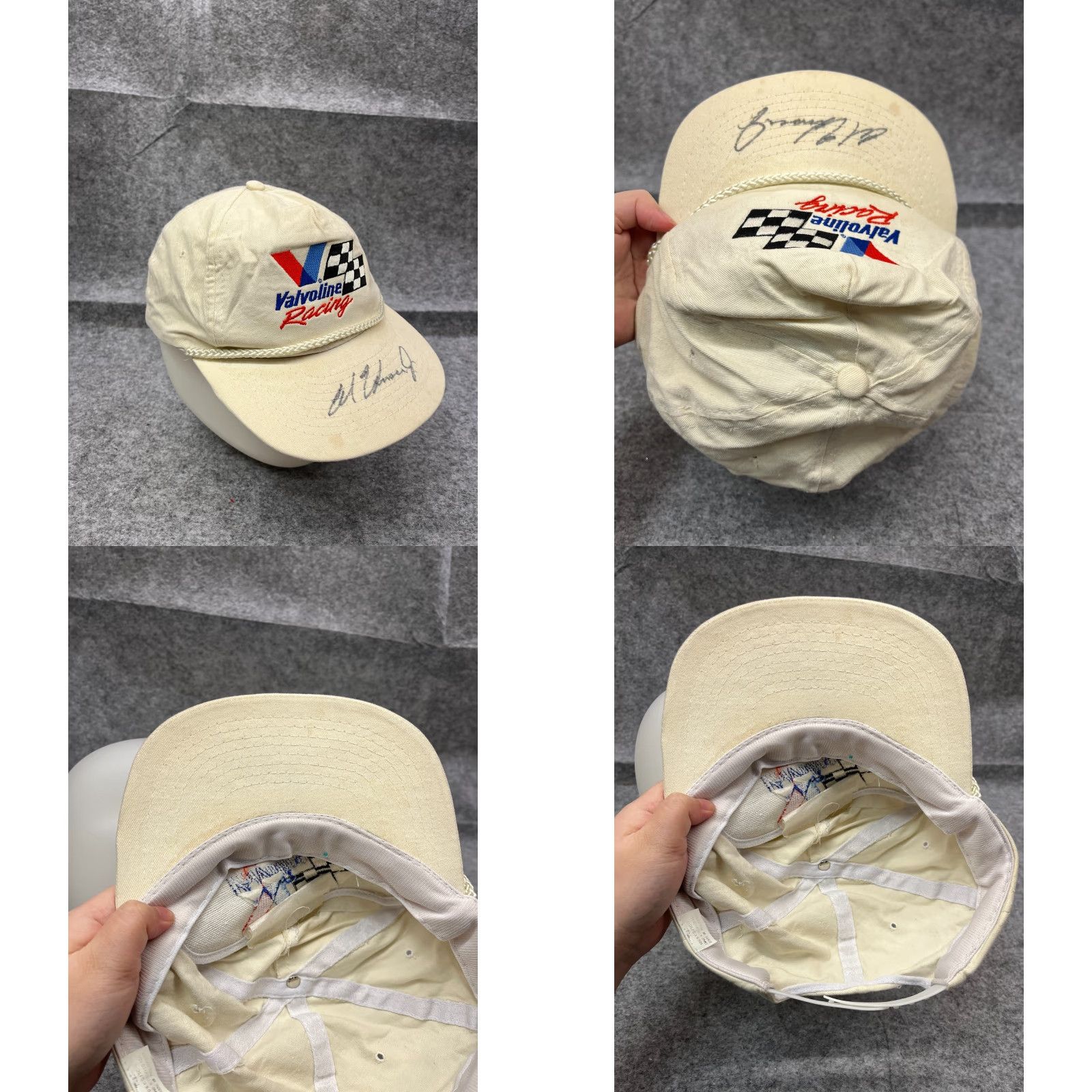 Vintage VINTAGE Valvoline Racing Hat Cap Strap Back Adult Ivory 100% Cotton Hatch 90s Size ONE SIZE - 8 Thumbnail