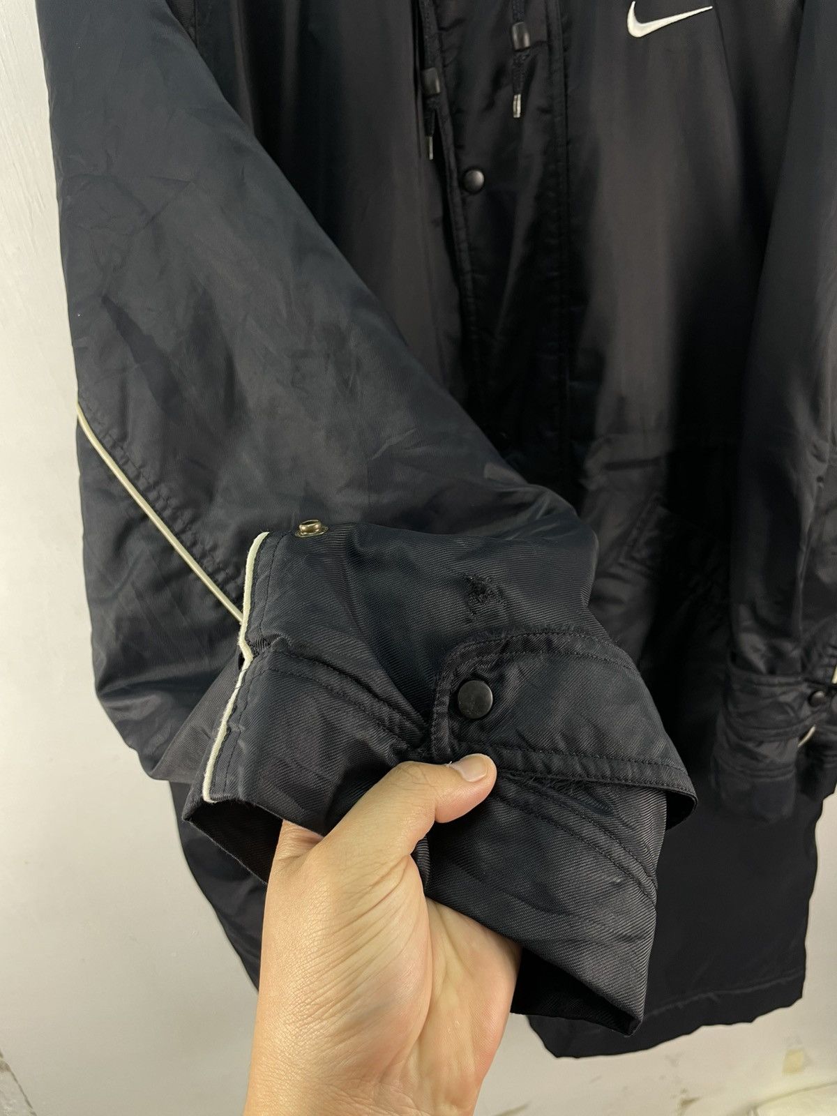 Nike × Vintage Vintage 90s Nike Center Raincoat Hoodie Jacket Sherpa Lining Size US L / EU 52-54 / 3 - 10 Thumbnail