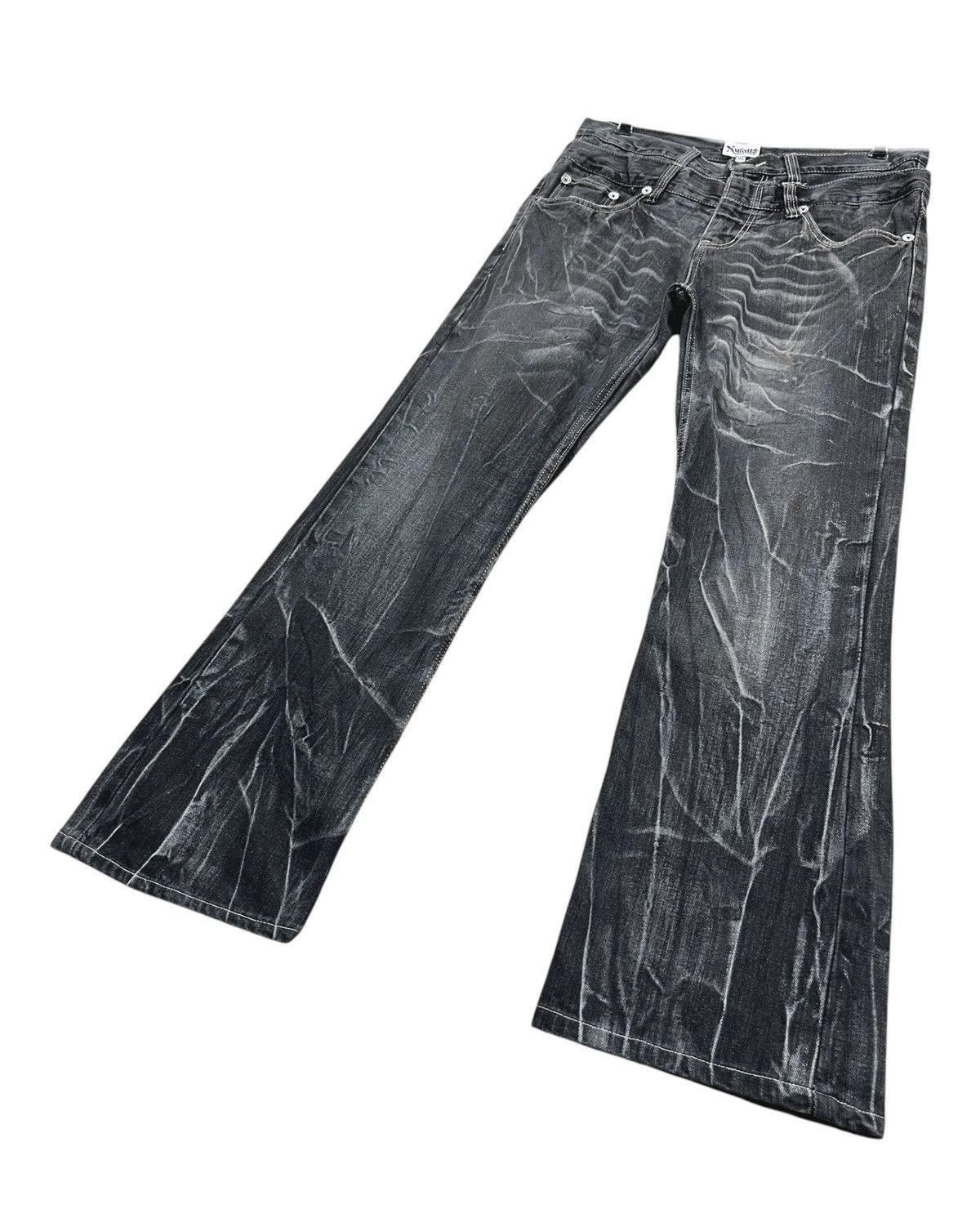 Japanese Brand Punk FLARE Double Waist Clawmark Daicock Wings Embroidery🔥 Size US 32 / EU 48 - 7 Thumbnail