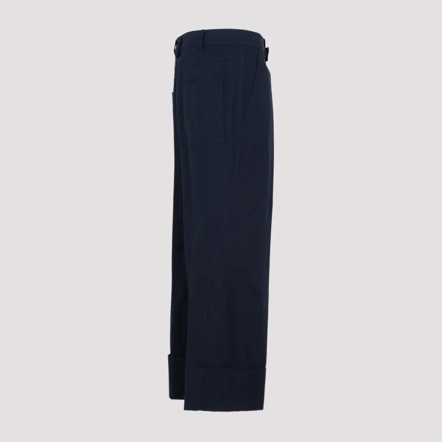 Bottega Veneta o1n1vont1225 Lapeled Cotton Pants in Navy Size US 34 / EU 50 - 3 Thumbnail