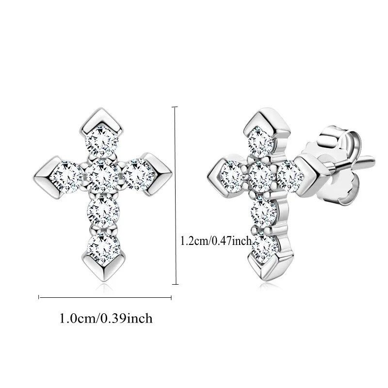 Sterling Silver 925 Sterling Silver Moissanite Arrow Cross Earrings Size ONE SIZE - 4 Thumbnail