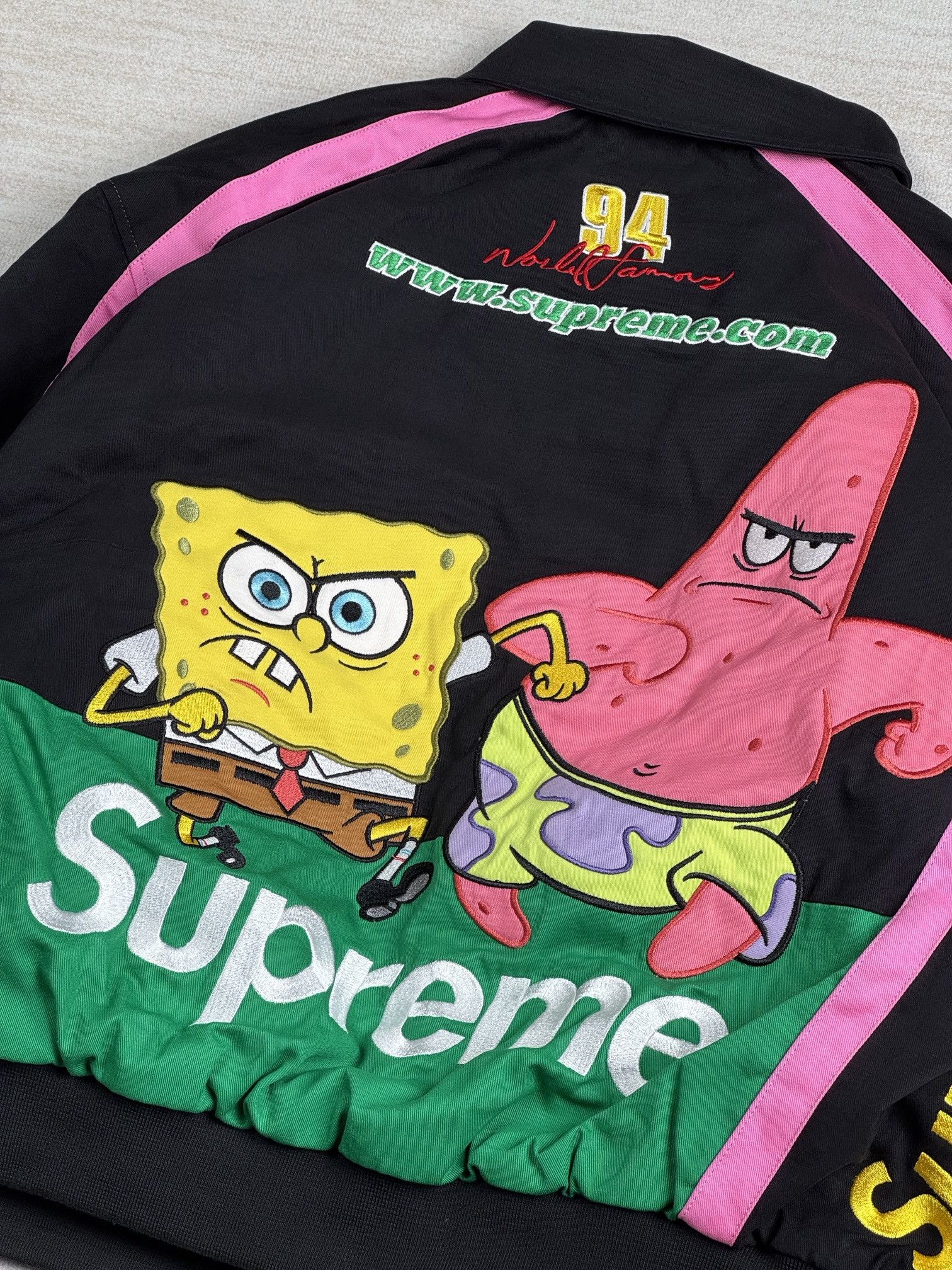 Supreme SpongeBob SquarePants Jeff Hamilton Racing Jacket