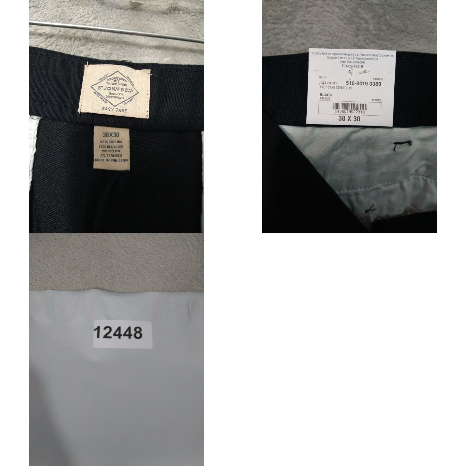 Vintage St John's Bay Pants Mens 38x30 Black Chino Classic Fit Pleated Easy Care Stretch Pants Mens Regular 38 Black Classic Chino Size US 38 / EU 54 - 8 Thumbnail