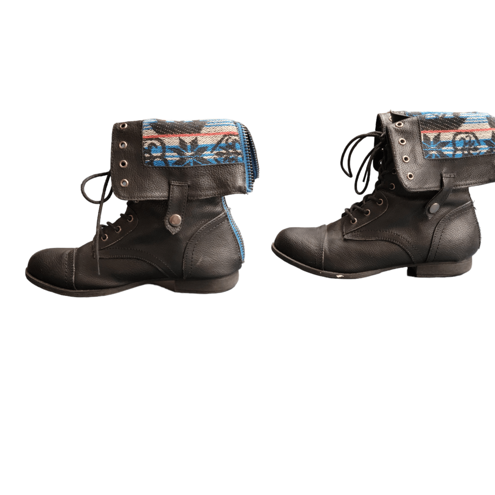 NBDN Nobrandedon Herstyle Black Southwestern Contrast Combat Boots Size US 7 / IT 37 - 8 Thumbnail