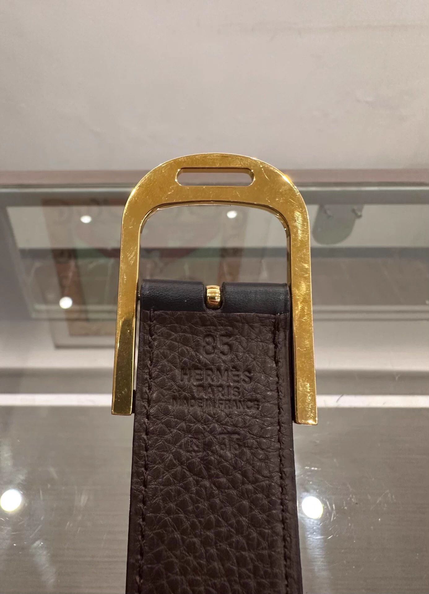 Hermes Hermes Black & Chocolate Gold Buckle Belt W85 99 New Size ONE SIZE - 8 Thumbnail