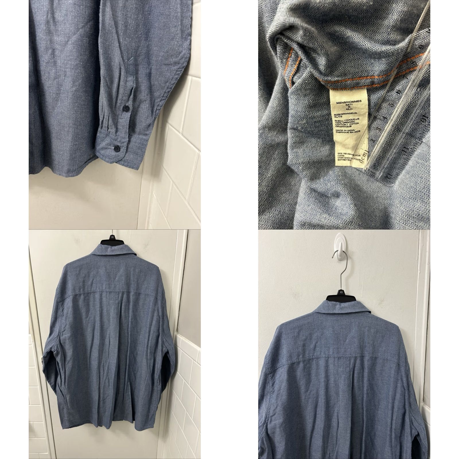 Vintage VINTAGE Woolrich Shirt Mens XL Blue Herringbone 100% Organic Cotton Button Down L/S Size US XL / EU 56 / 4 - 8 Thumbnail