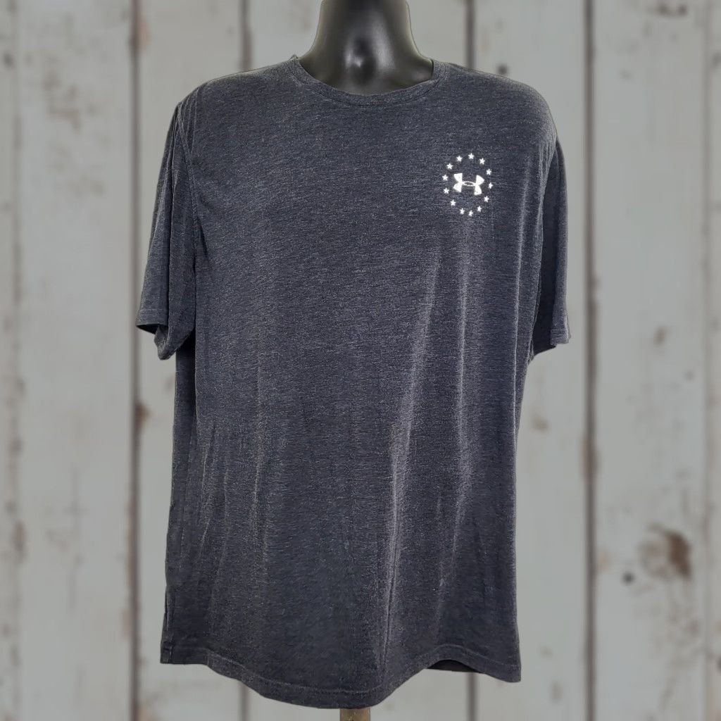 Under Armour Under Armour Flag TShirt Men L Gray White USA Outdoor Cotton Short Sleeve Crew Neck Pullover Shirt Regular Fit Logo Size US L / EU 52-54 / 3 - 1 Thumbnail