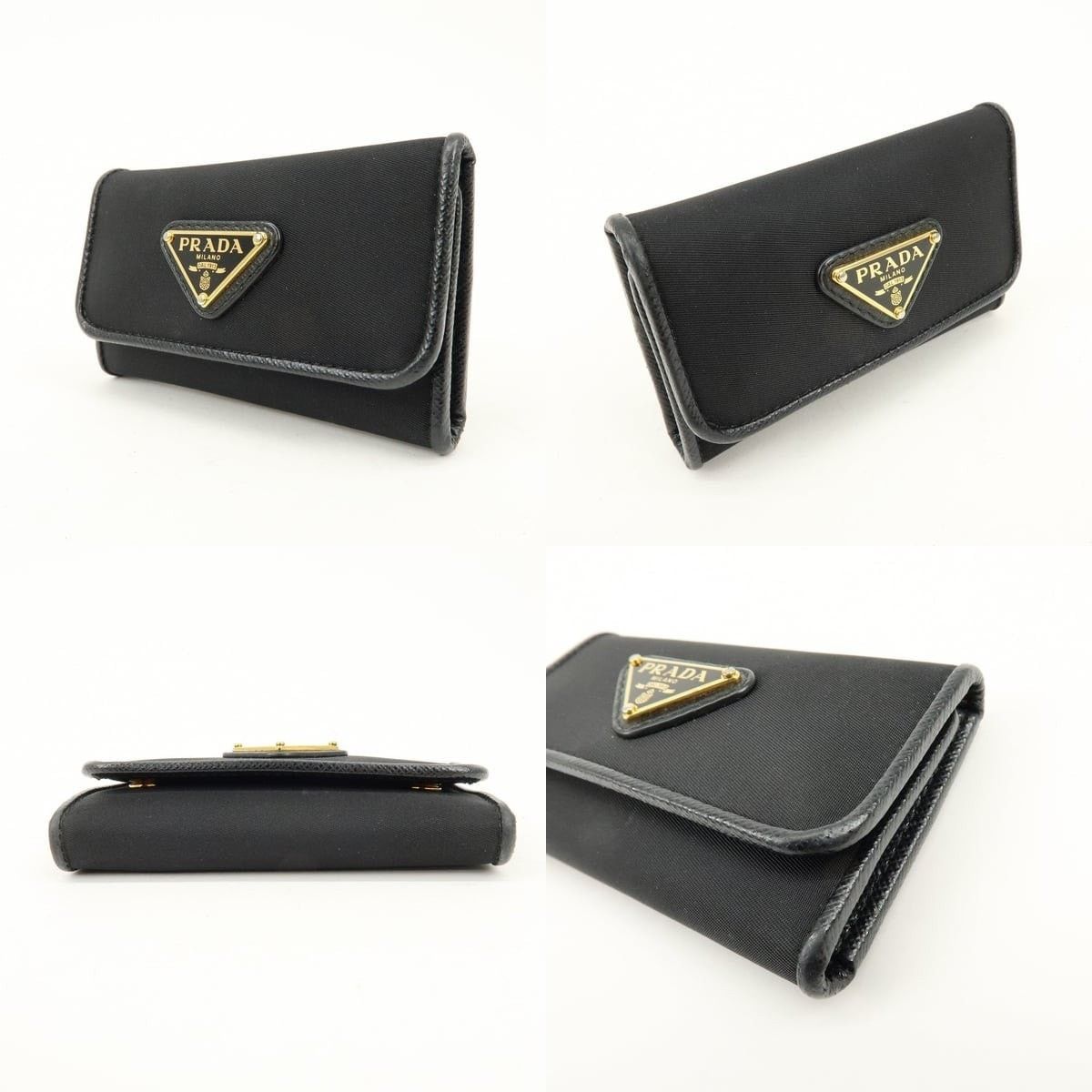 Prada Prada Triangle Logo Nylon Key Holder Black Size ONE SIZE - 3 Thumbnail