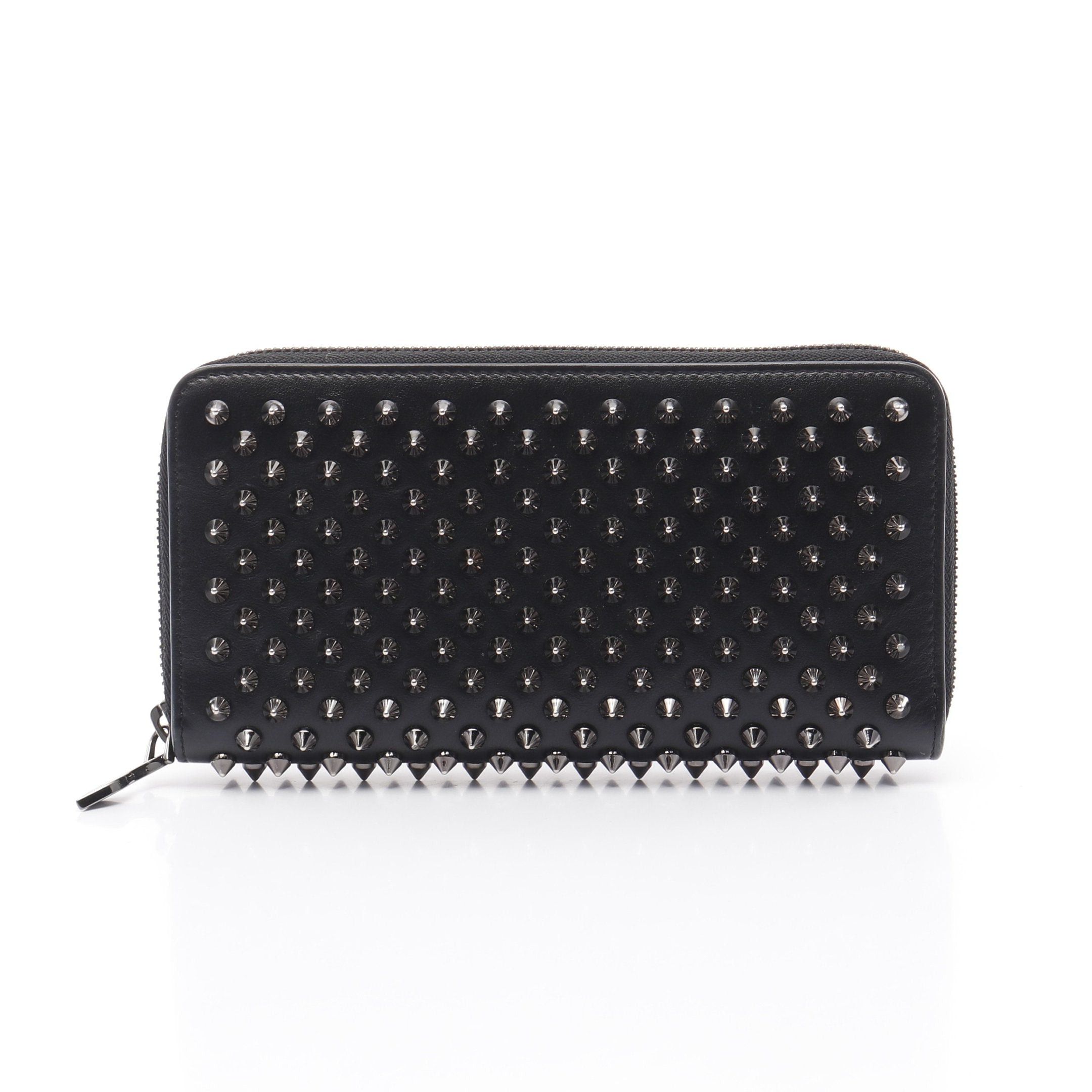 Christian Louboutin Christian Louboutin Panettone Round Zipper Long Wallet Leather Black Spike Studs Size ONE SIZE - 1 Thumbnail